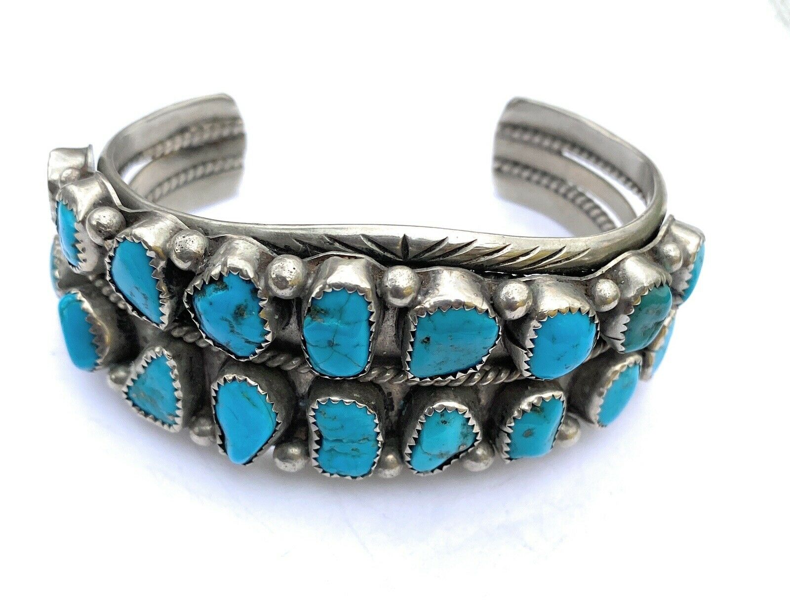 Navajo Vintage Turquoise & Sterling Silver Cuff Bracelet /