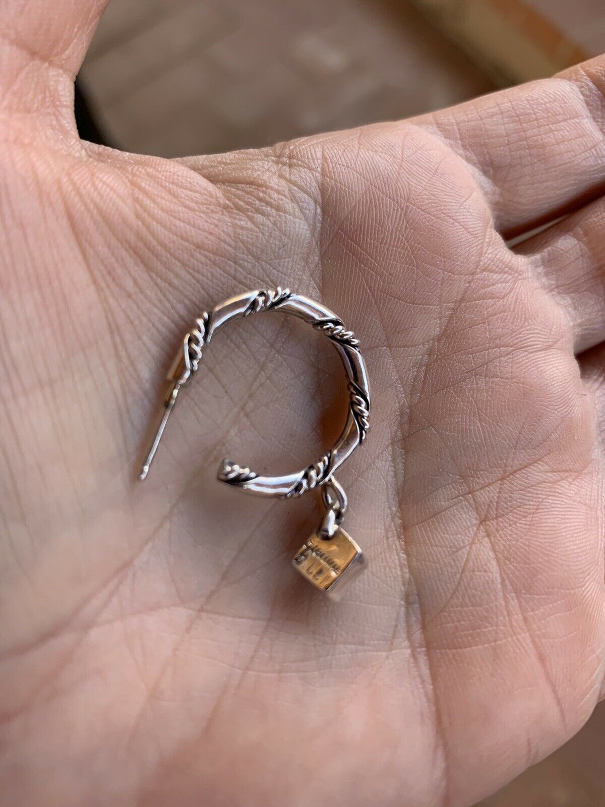 Handcrafted Turquoisee & Sterling Silver Braided Charm Hoops