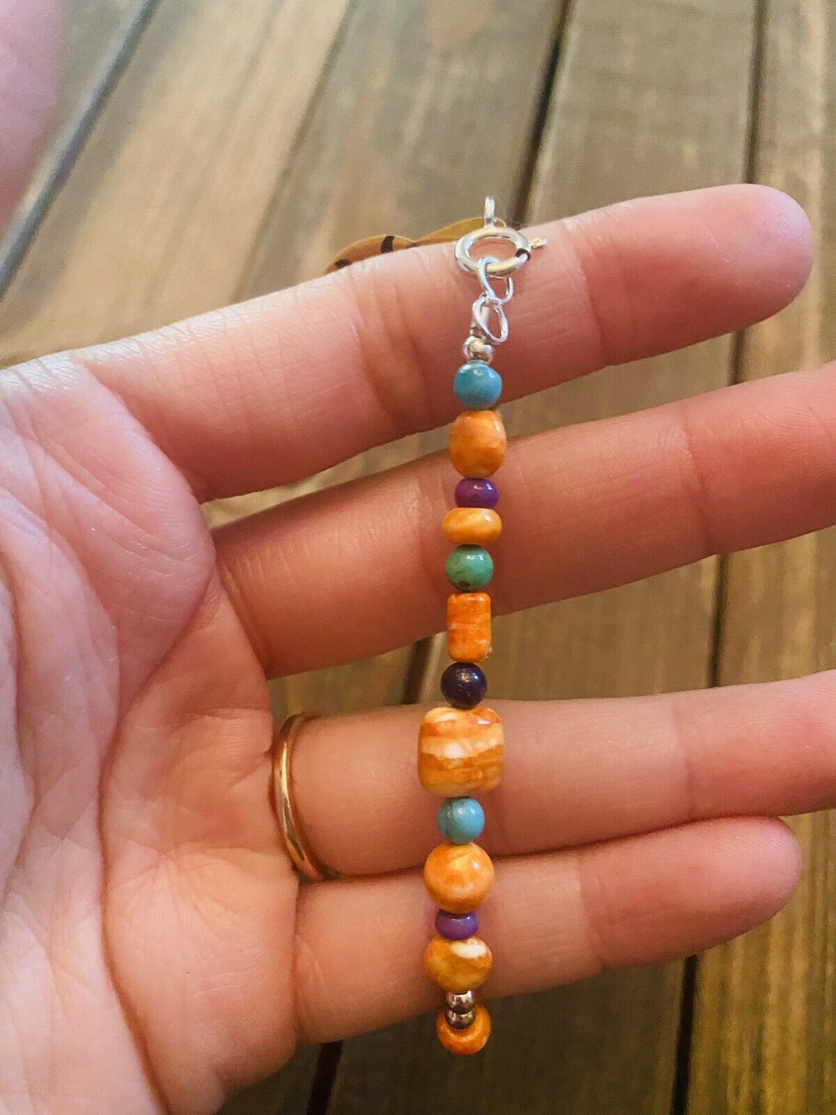 Handcrafted Spiny & Multi Stone Sterling Silver Beaded Bracelet