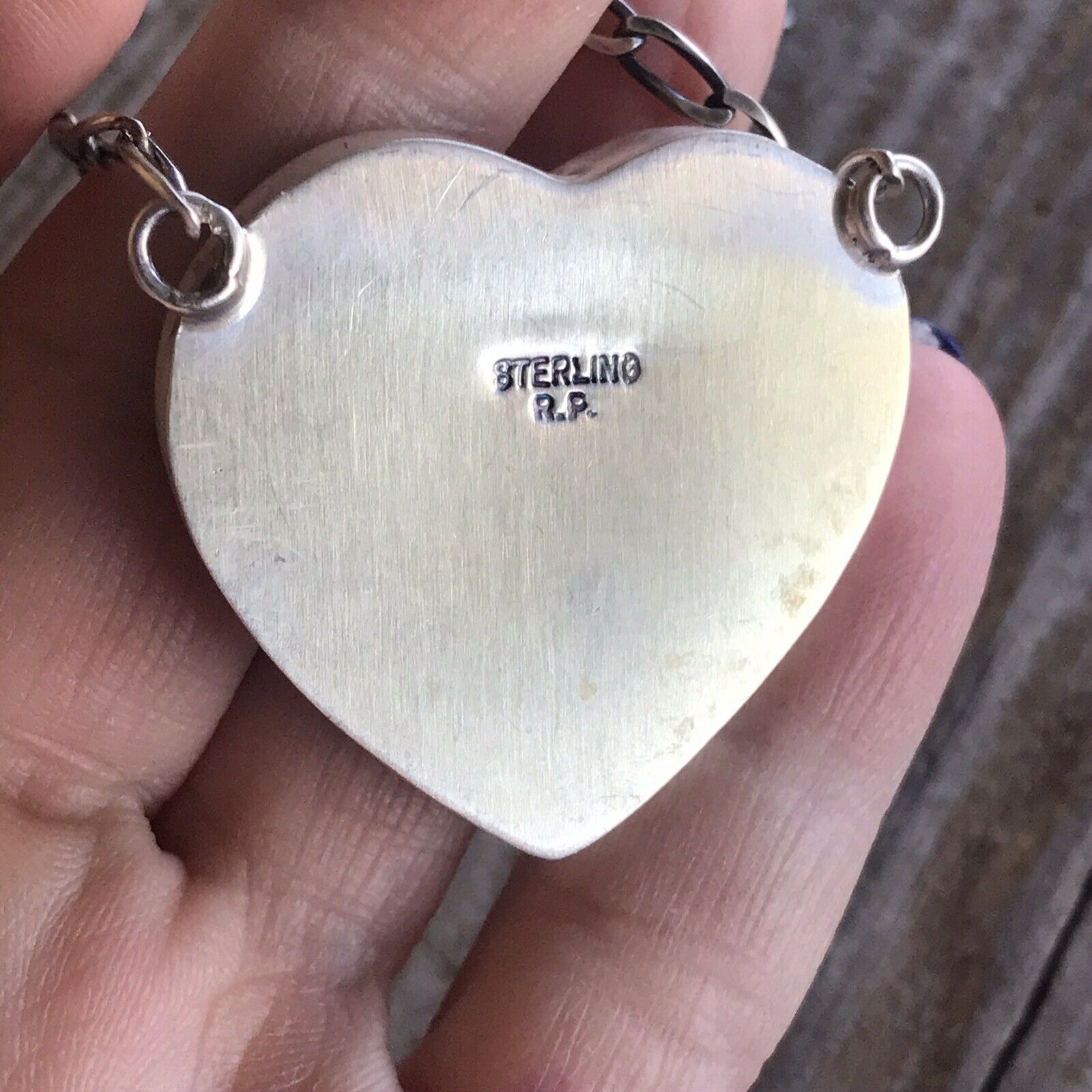 Handcrafted Purple Spiny And Sterling Silver Heart Necklace Signed