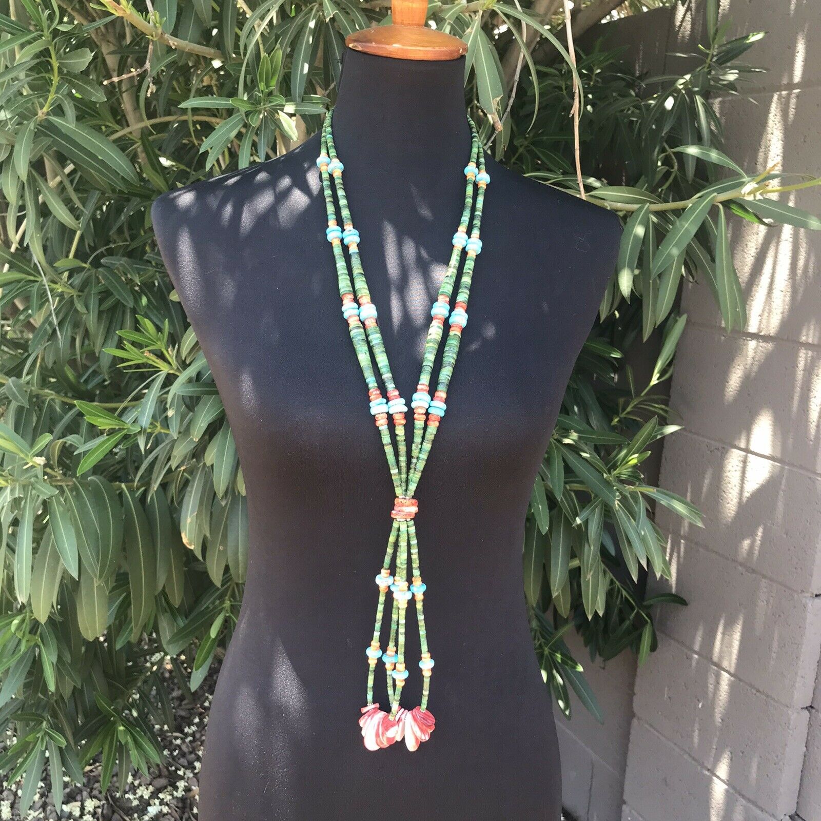 Handcrafted Sterling Multi Stone Heishi Jacla Necklace