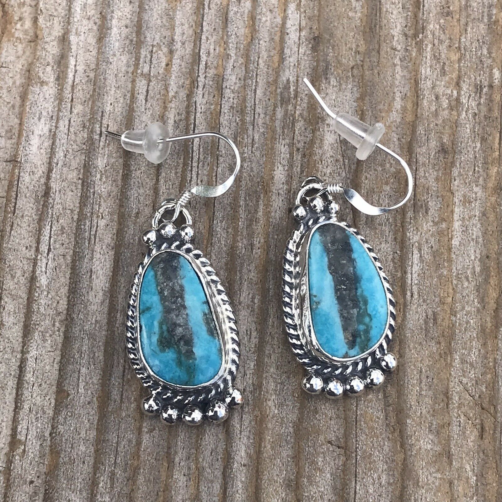 Handcrafted Turquoise & Sterling Silver Dangle Earrings