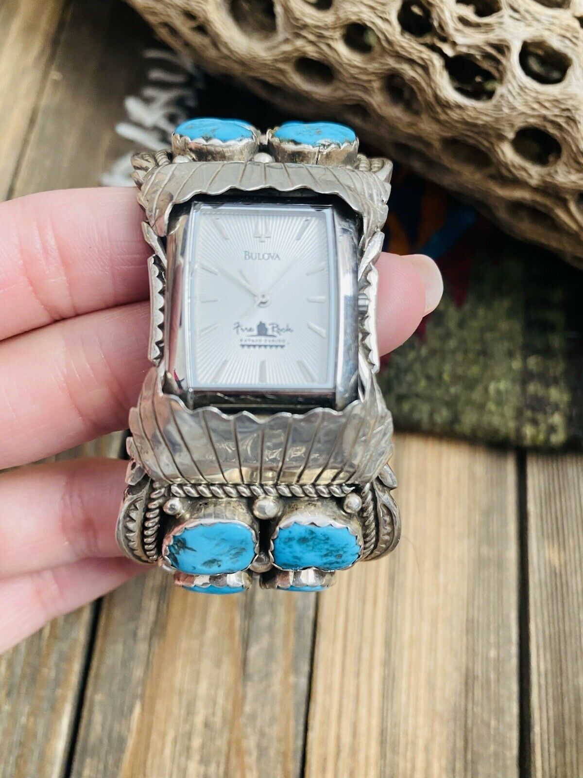 Handcrafted Vintage Old Pawn Kingman Turquoise & Sterling Silver Watch Cuff