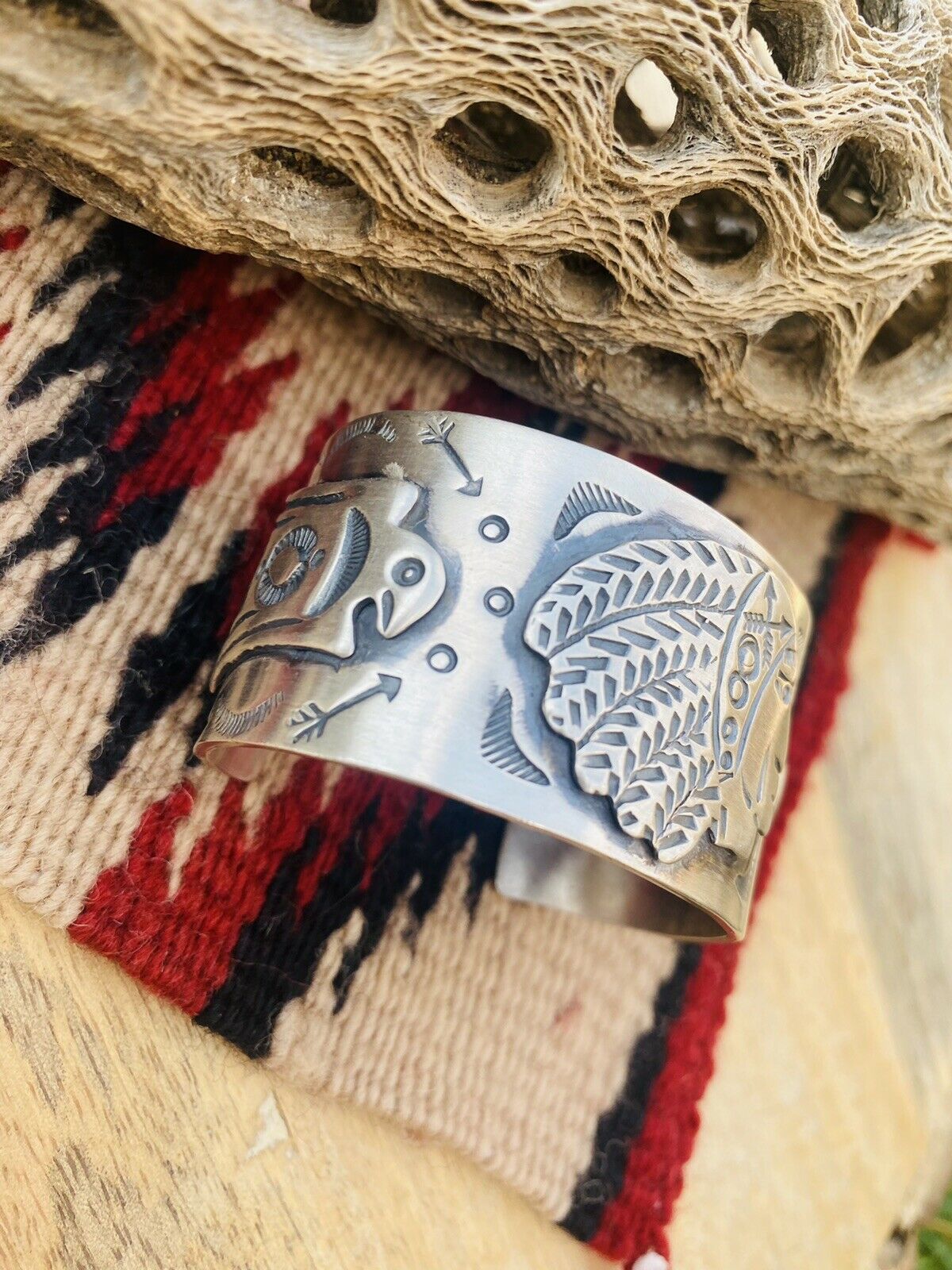 Handcrafted Sterling Silver Hand Stamped Chief Cuff Bracelet