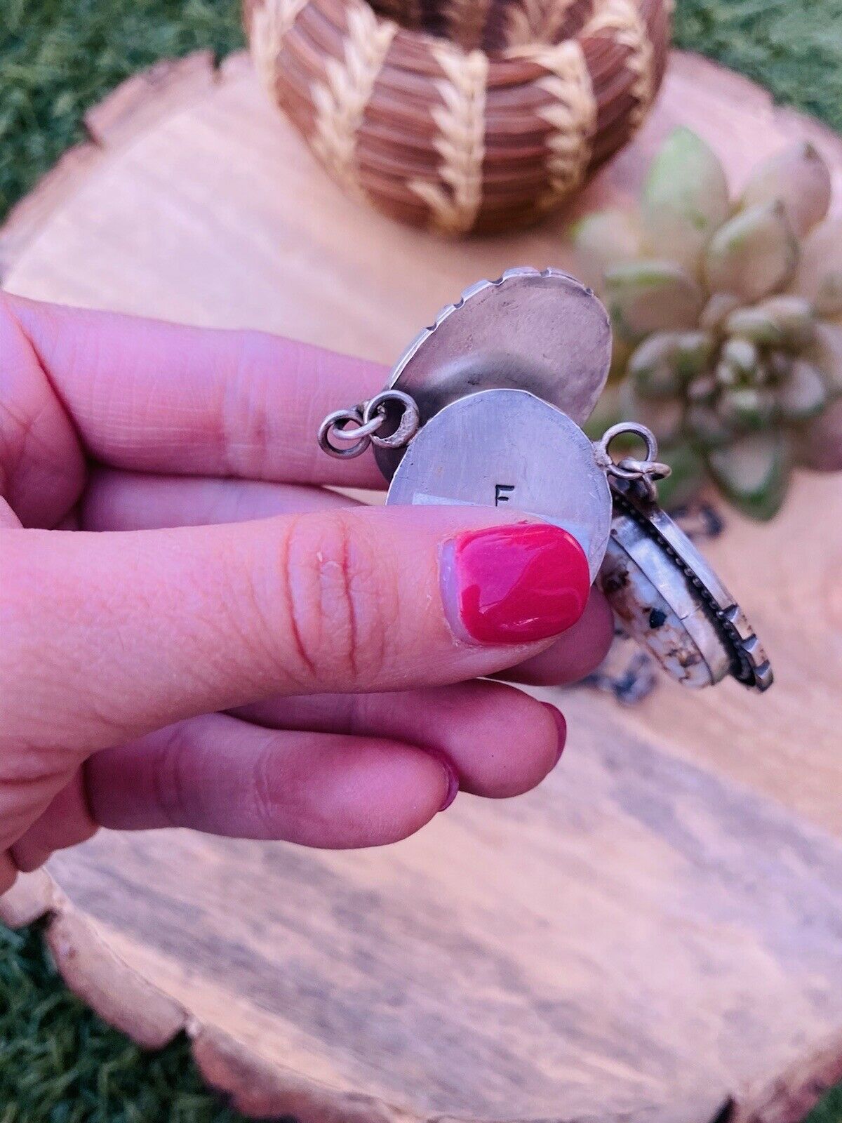 Handcrafted White Buffalo & Sterling Silver Necklace Signed