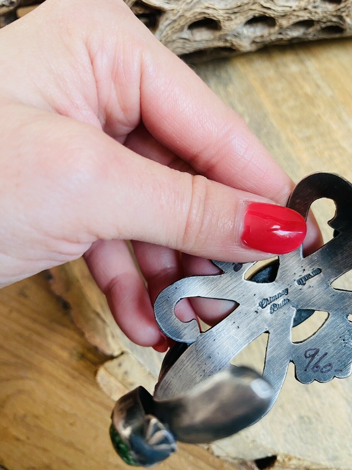 Navajo Sterling Silver & Sonoran Gold Turquoise Cuff Bracelet By Chimney Butte /