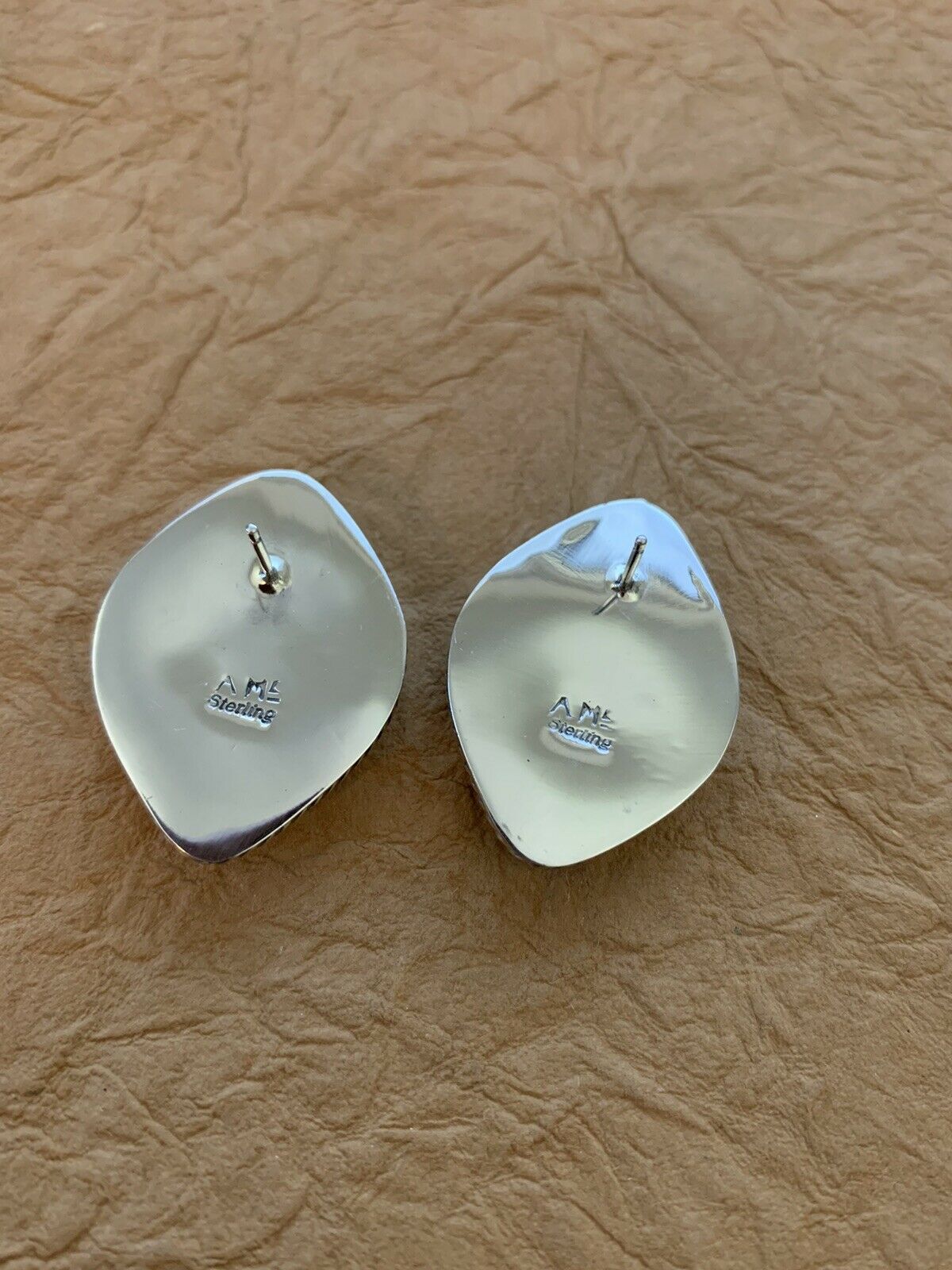 Handcrafted Fossilized Coral & Sterling Silver Diamonds Shaped Studs