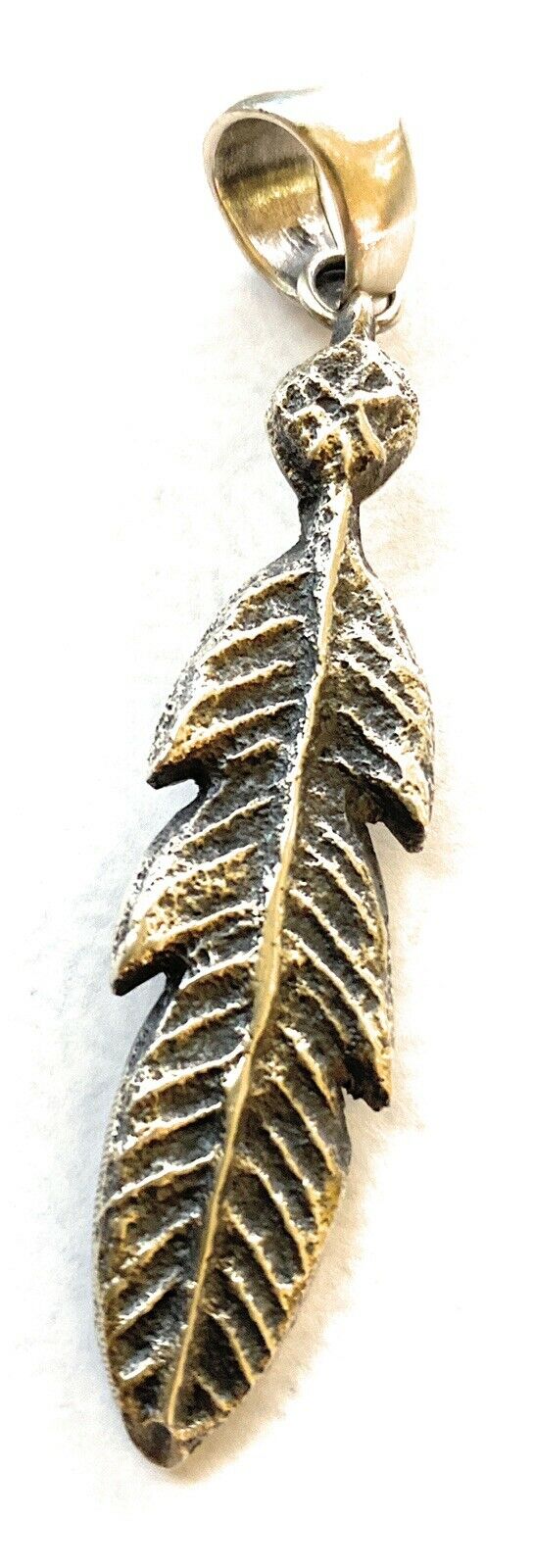 Handcrafted Sterling Silver Tufa Cast Feather