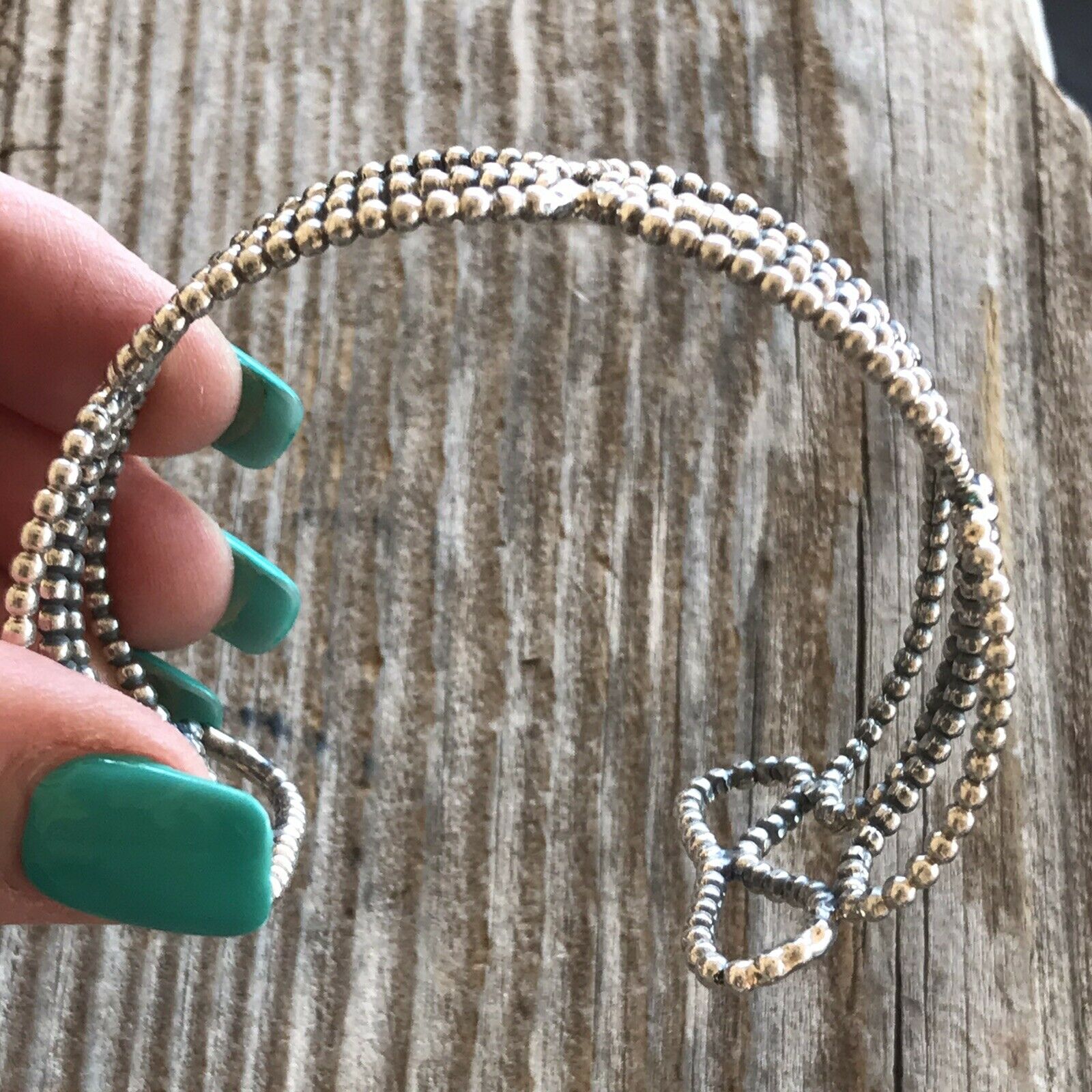 Handcrafted Bead Sterling Silver Bracelet Cuff