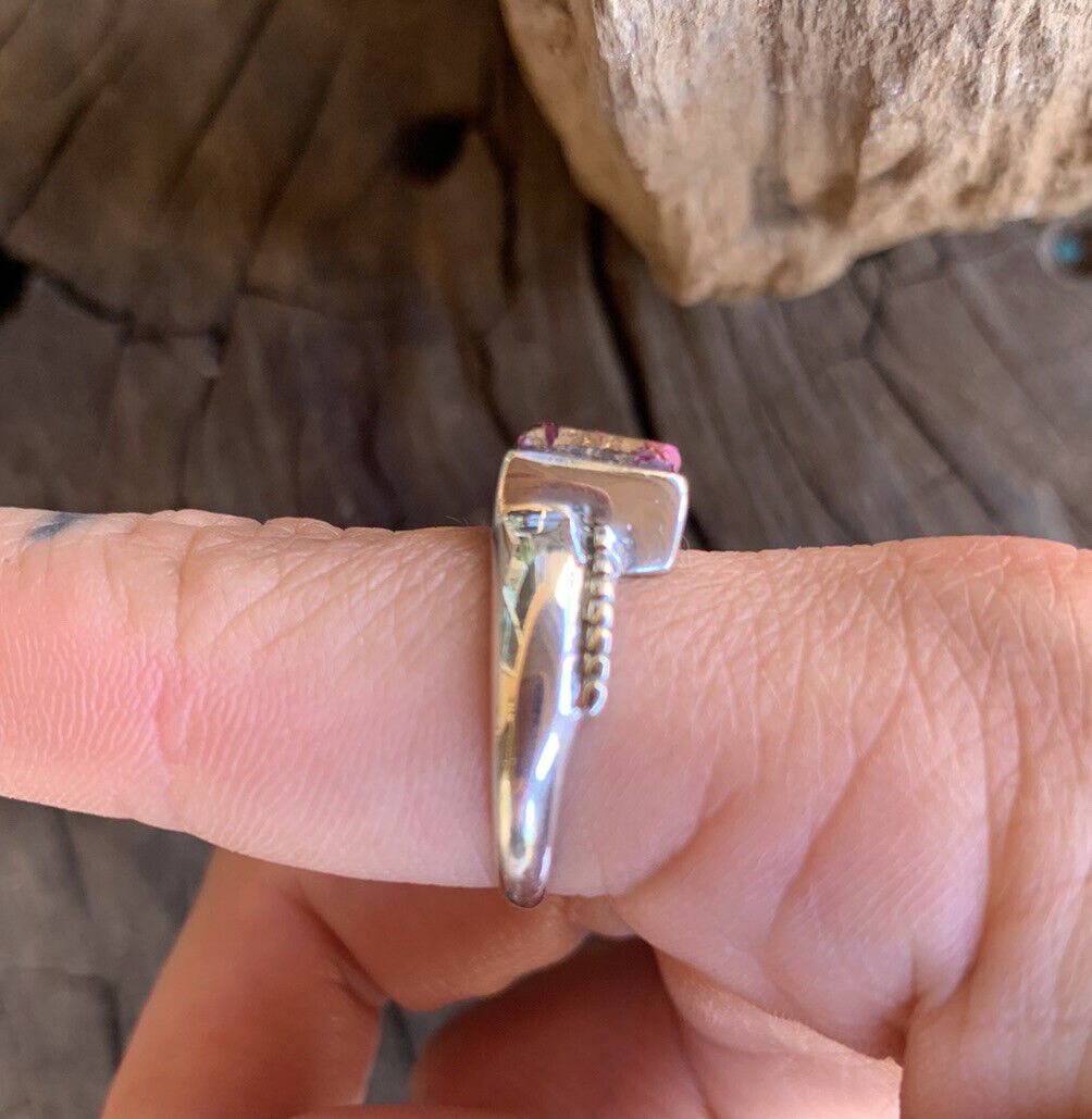 Handcrafted Pink Dream Mojave & Sterling Silver Square Stone Ring