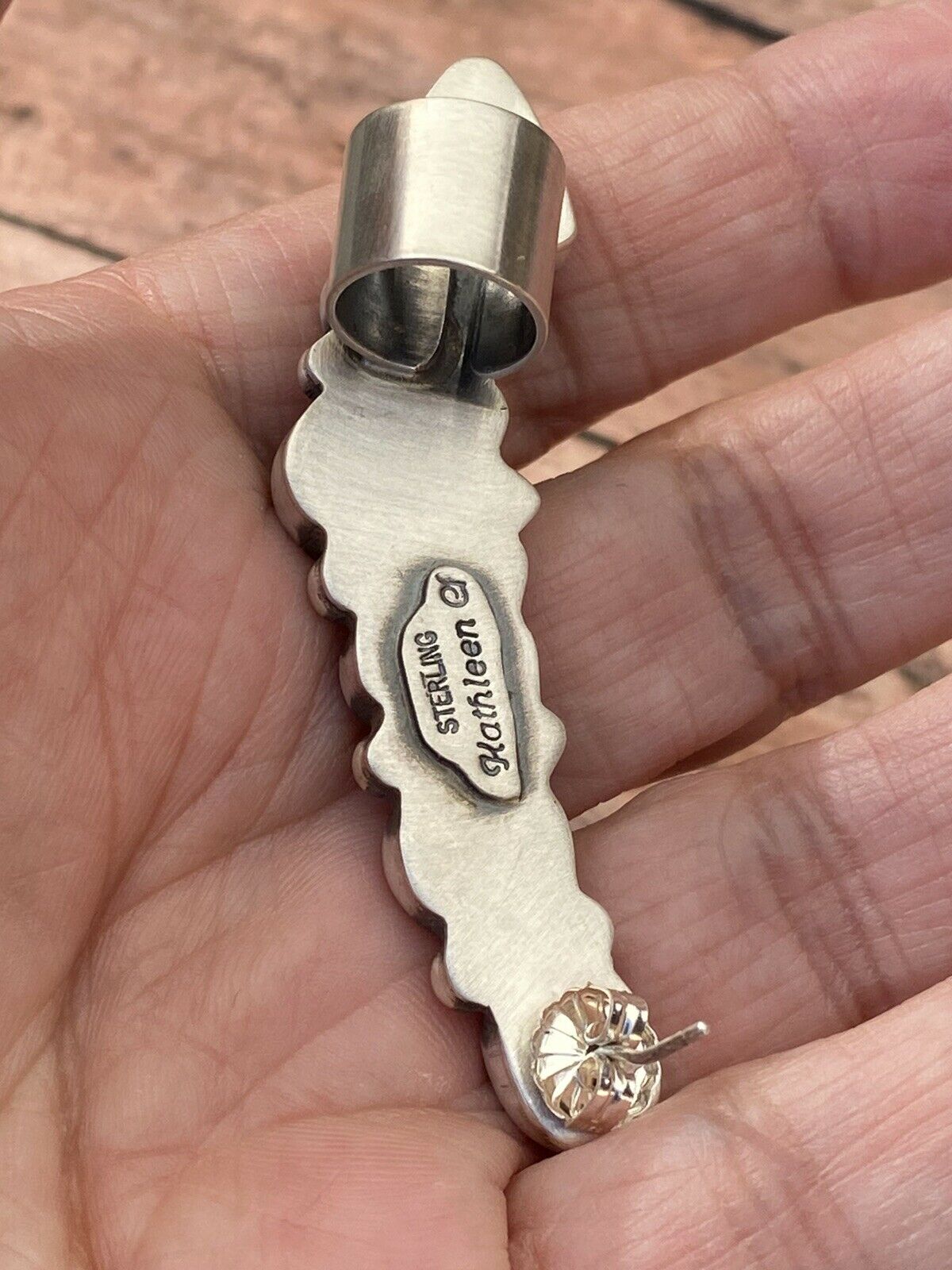 Handcrafted Sterling Silver & Turquoise Ear Cuff Signed