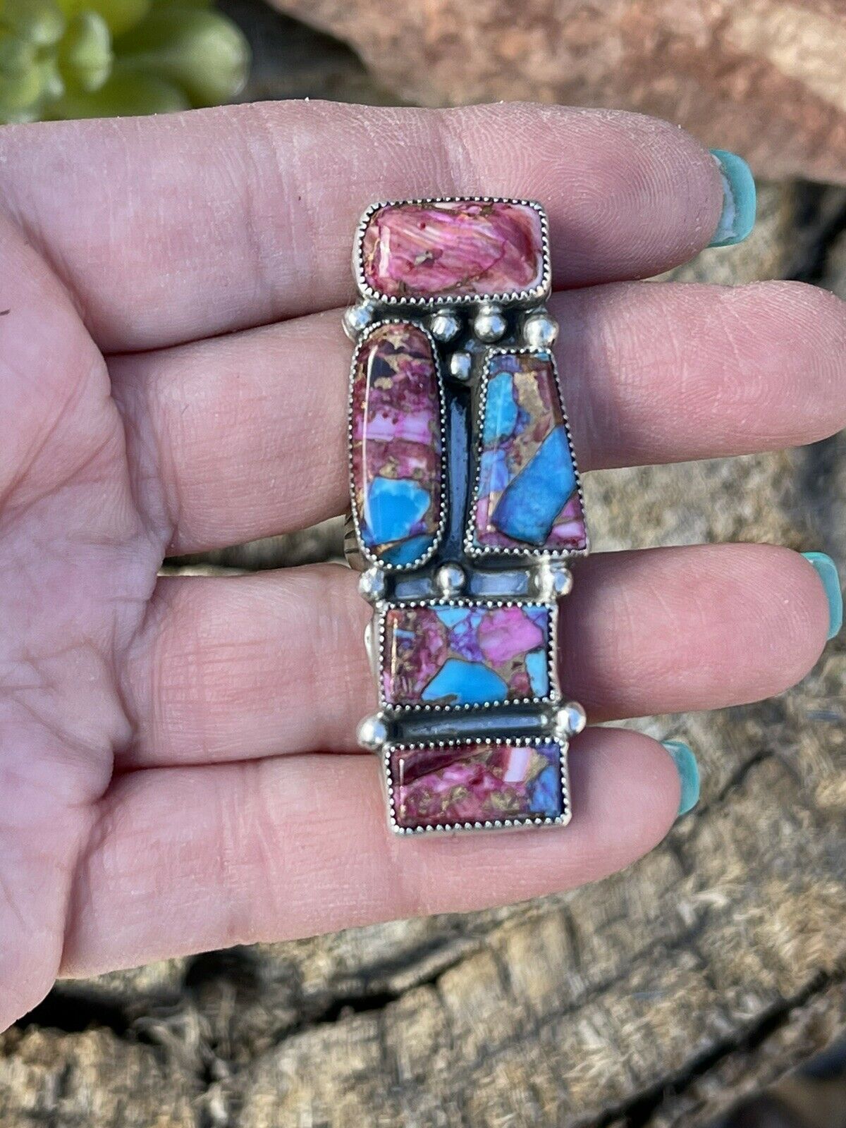 Handcrafted Pink Dream Mohave & Sterling Silver Ring Size 6