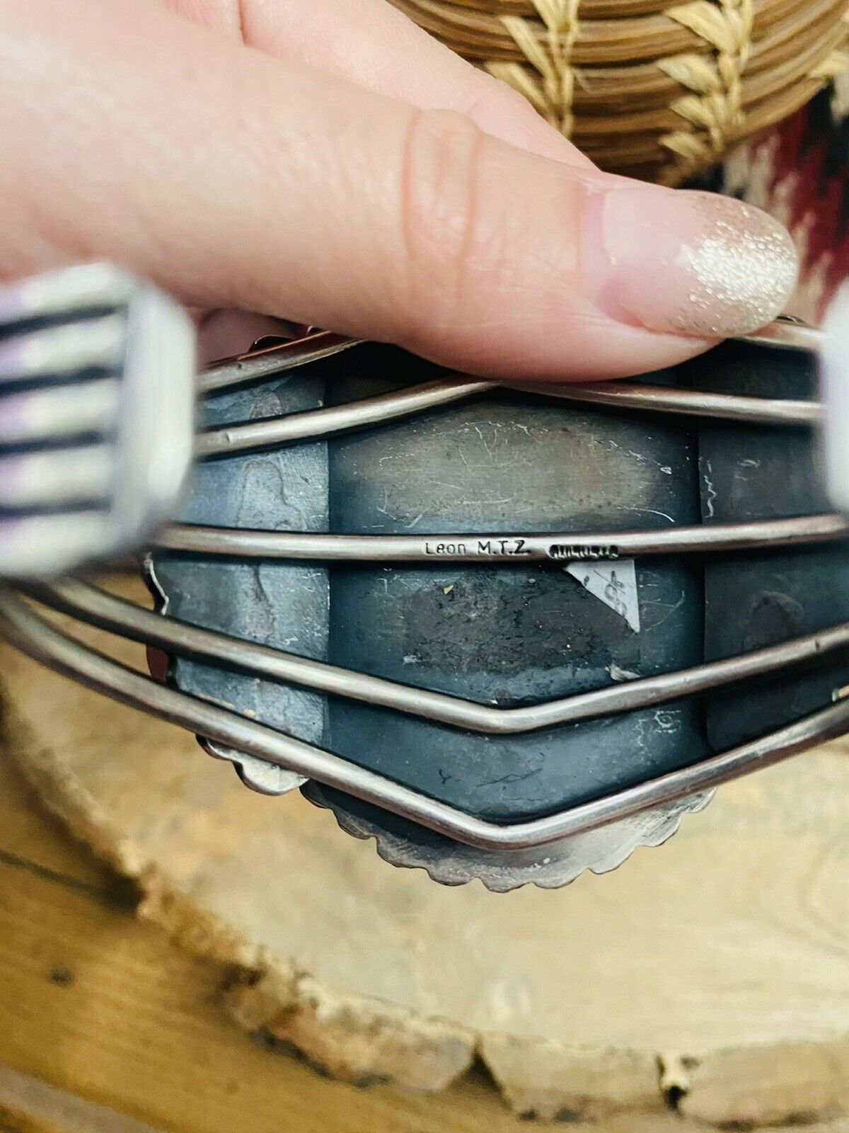 Handcrafted Vintage Turquoise & Sterling Silver Cuff Bracelet By Leon Martinez