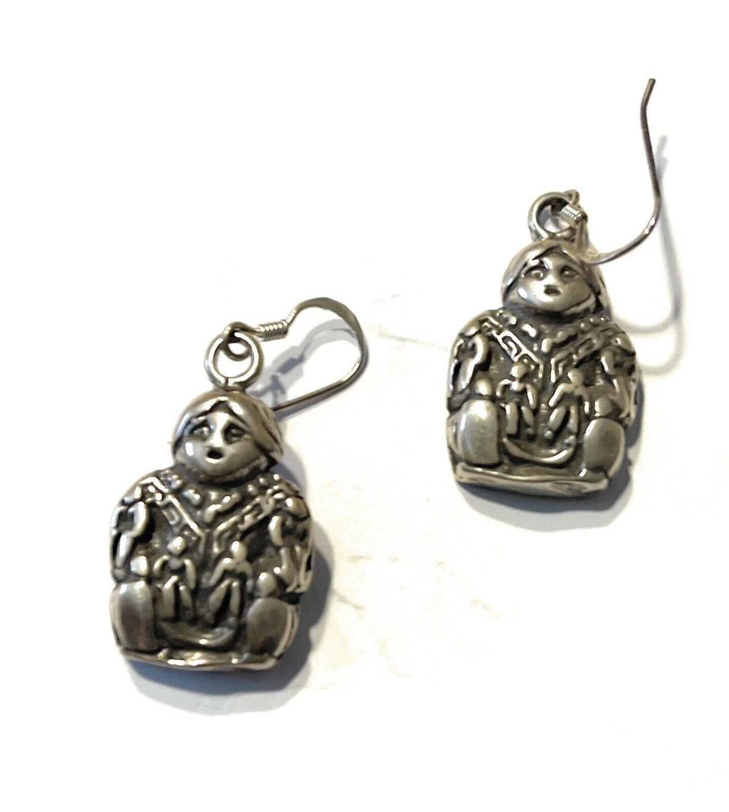 Handcrafted Sterling Silver Maiden Dangle Earrings Signed