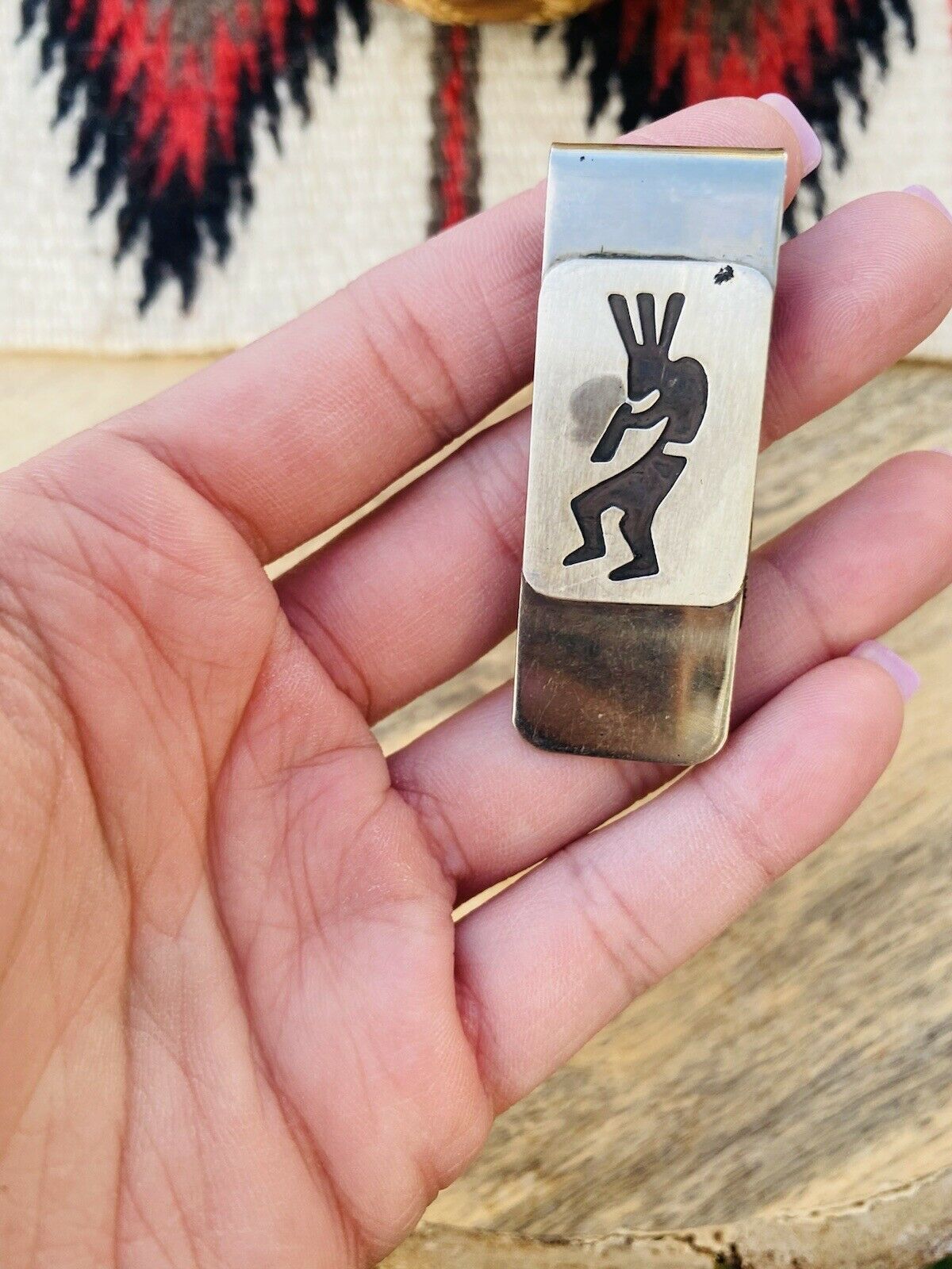 Hands Kokopelli Dancer Sterling Silver Overlaid Money Clip