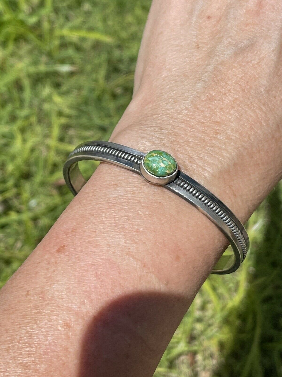 Handcrafted Sonoran Gold Turquoise & Sterling Silver Elegant Cuff Bracelet