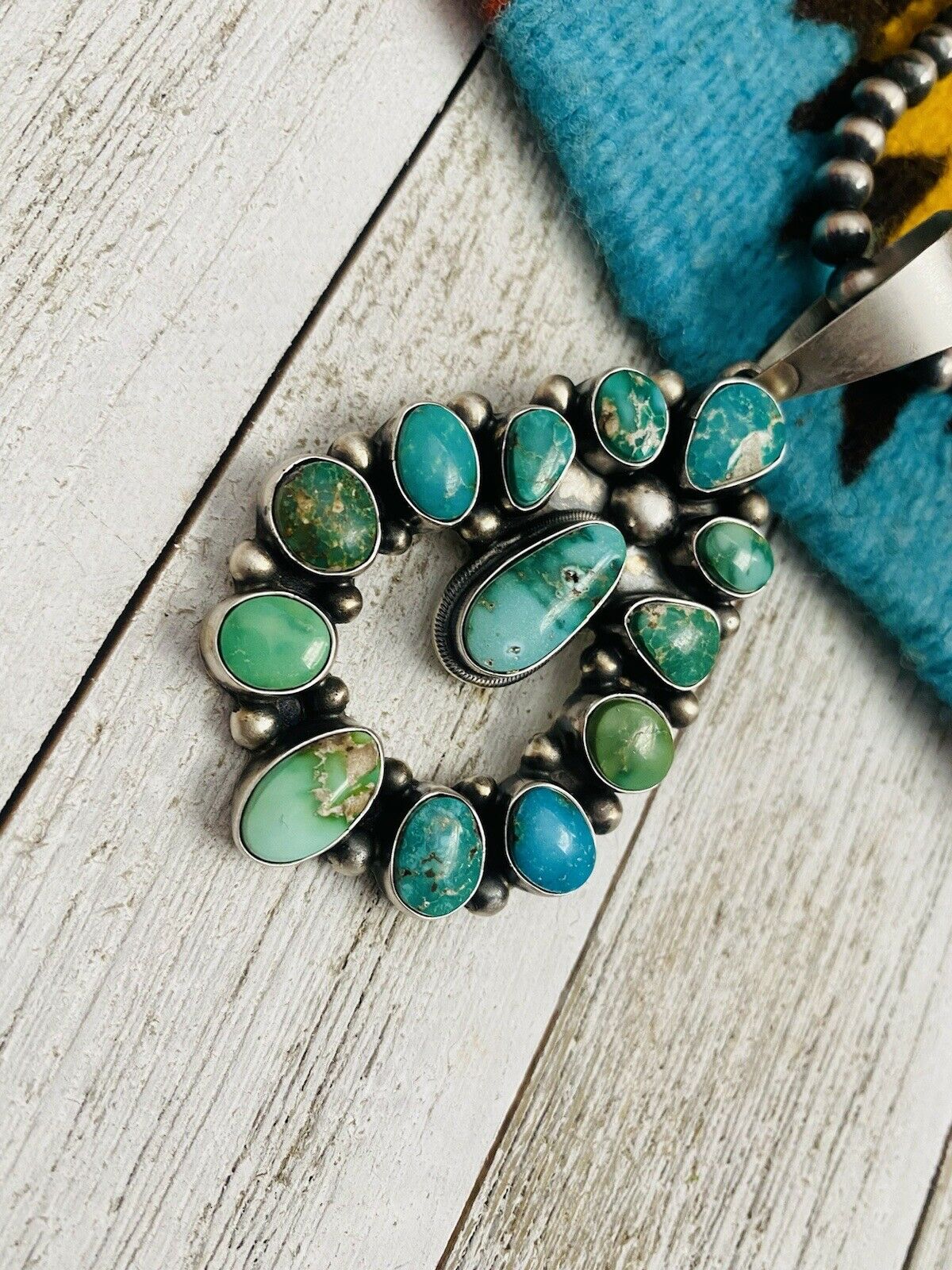 Handcrafted Sterling Silver & Sonoran Mountain Turquoise Pendant By Kathleen Chavez