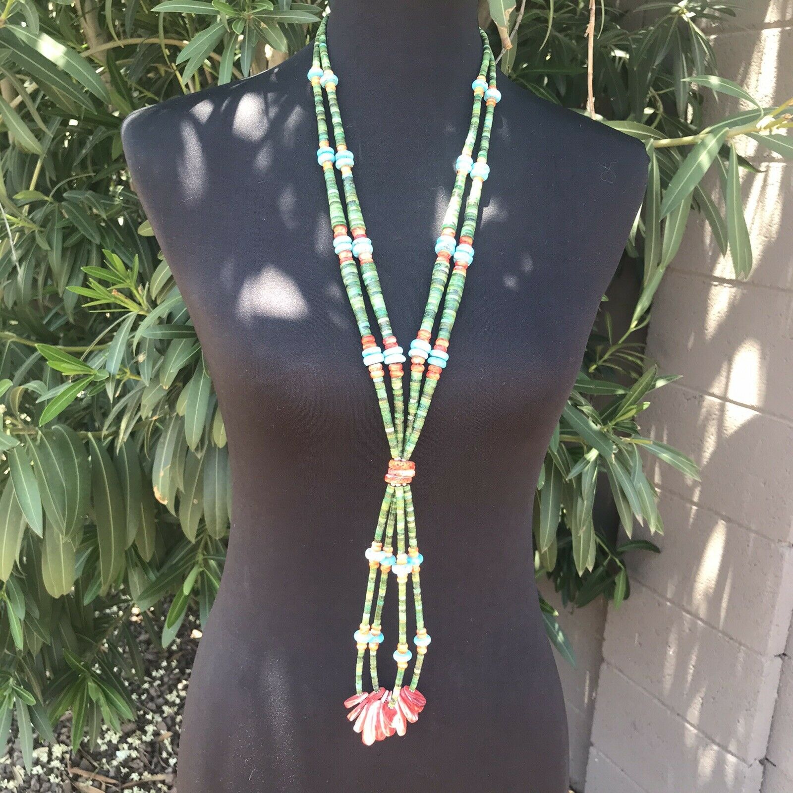 Handcrafted Sterling Multi Stone Heishi Jacla Necklace