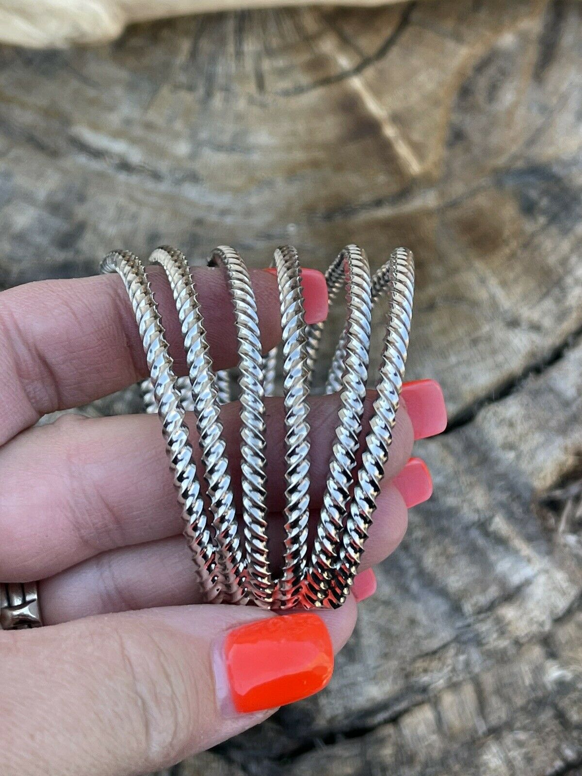 Handcrafted Rope Style 6 Line Sterling Silver Bracelet Cuff