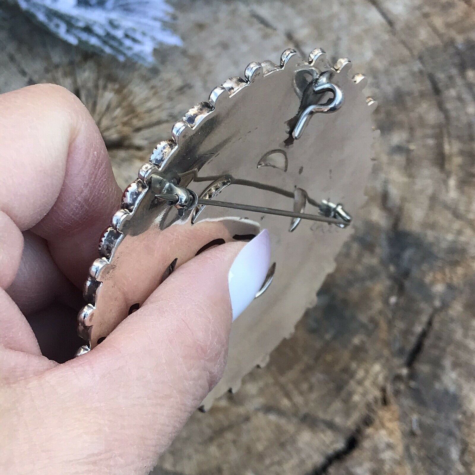 Handcrafted Jumbo Sterling Silver & Natural Red Coral Cluster Pendant/pin Signed