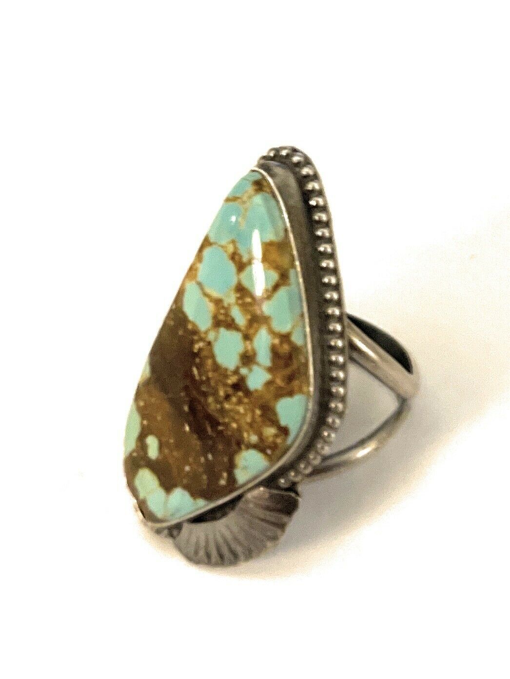 Handcrafted Sterling Silver Number 8 Turquoise Statement Ring Size 6.5