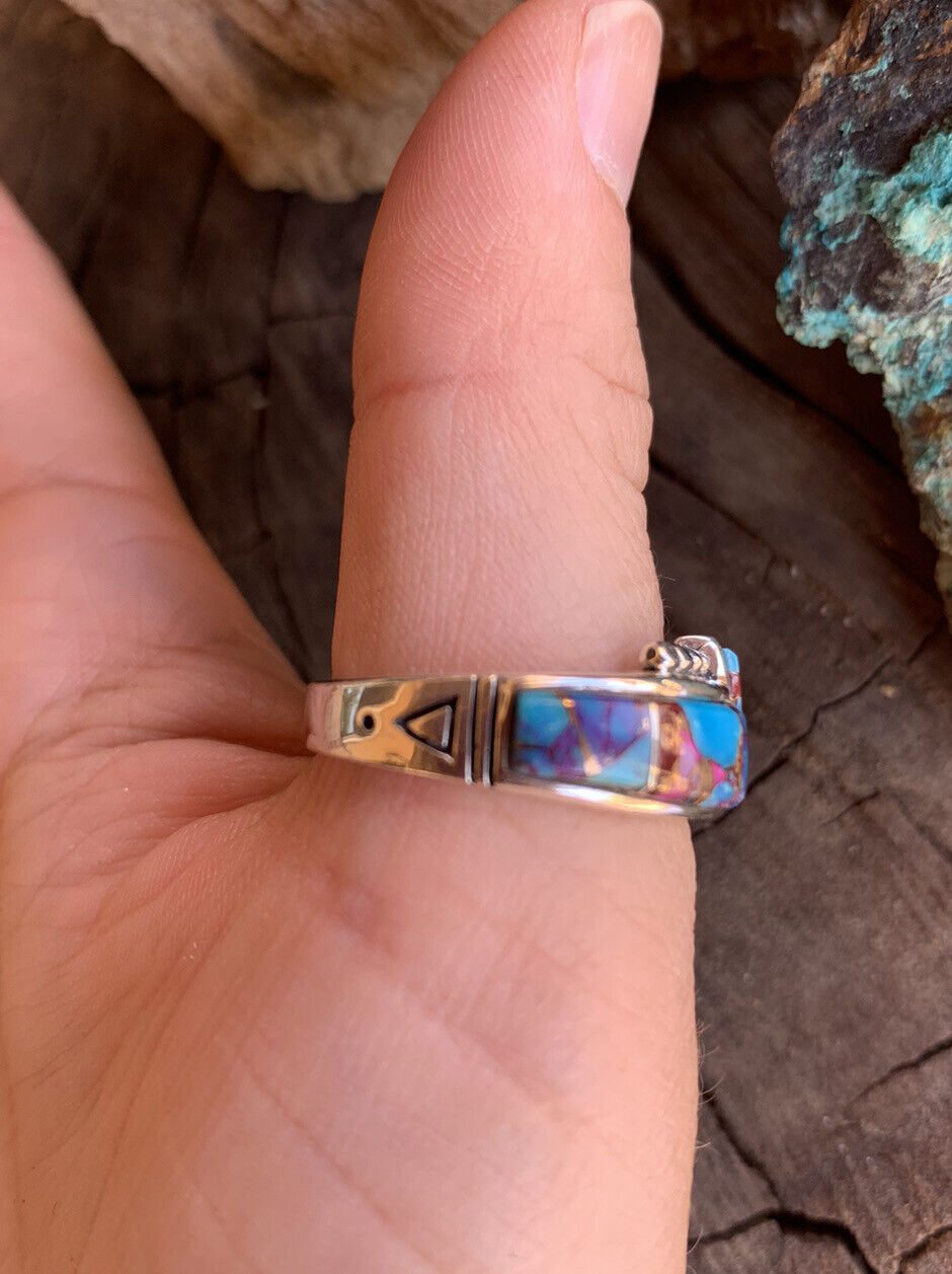 Handcrafted Pink Dream Mojave & Sterling Silver Band