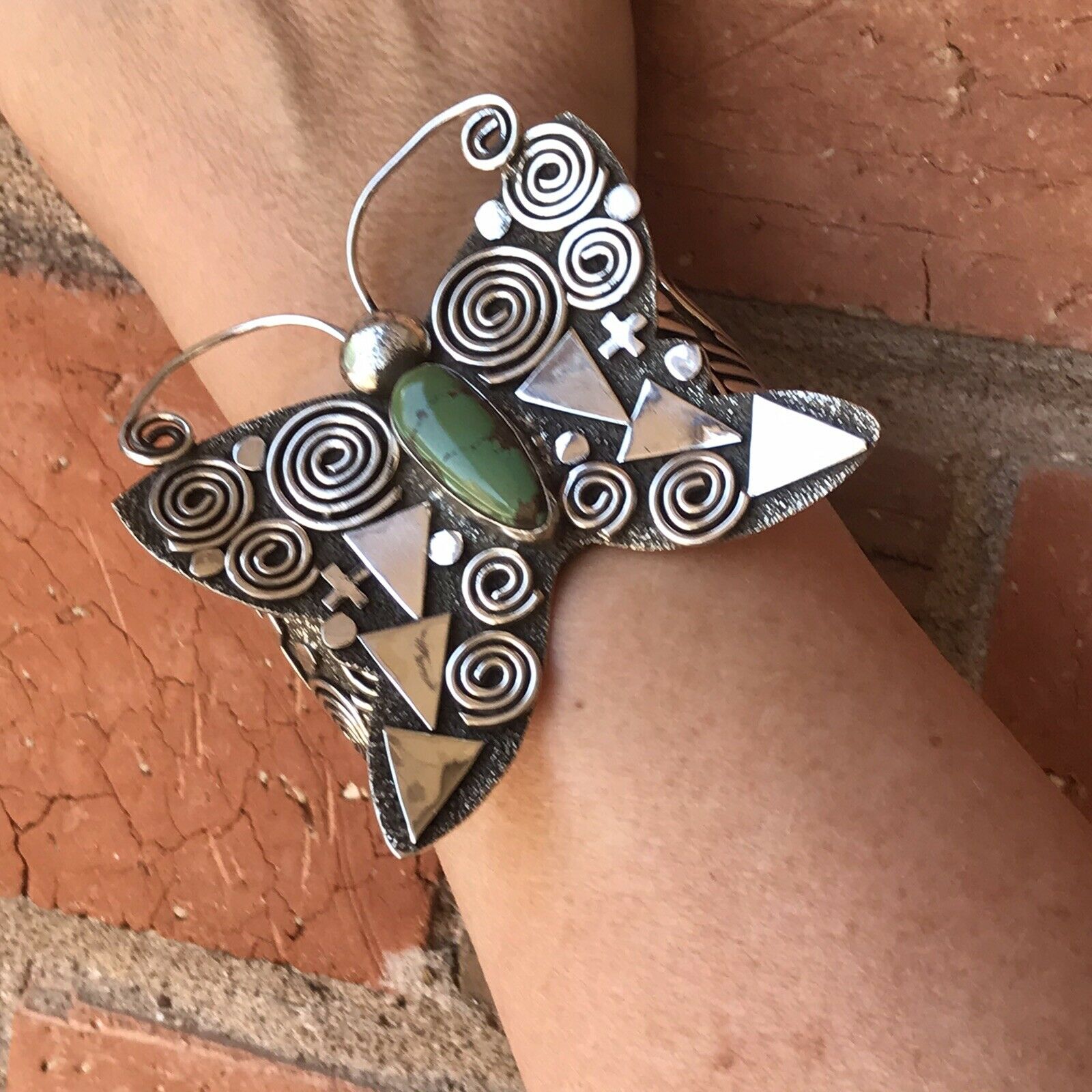 Sterling Turquoise Butterfly Bracelet Cuff By Alex Sanchez /