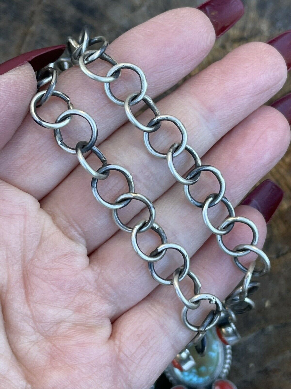 Handcrafted Sterling Kingman Turquoise Natural Red Coral Necklace Set Taos Collection