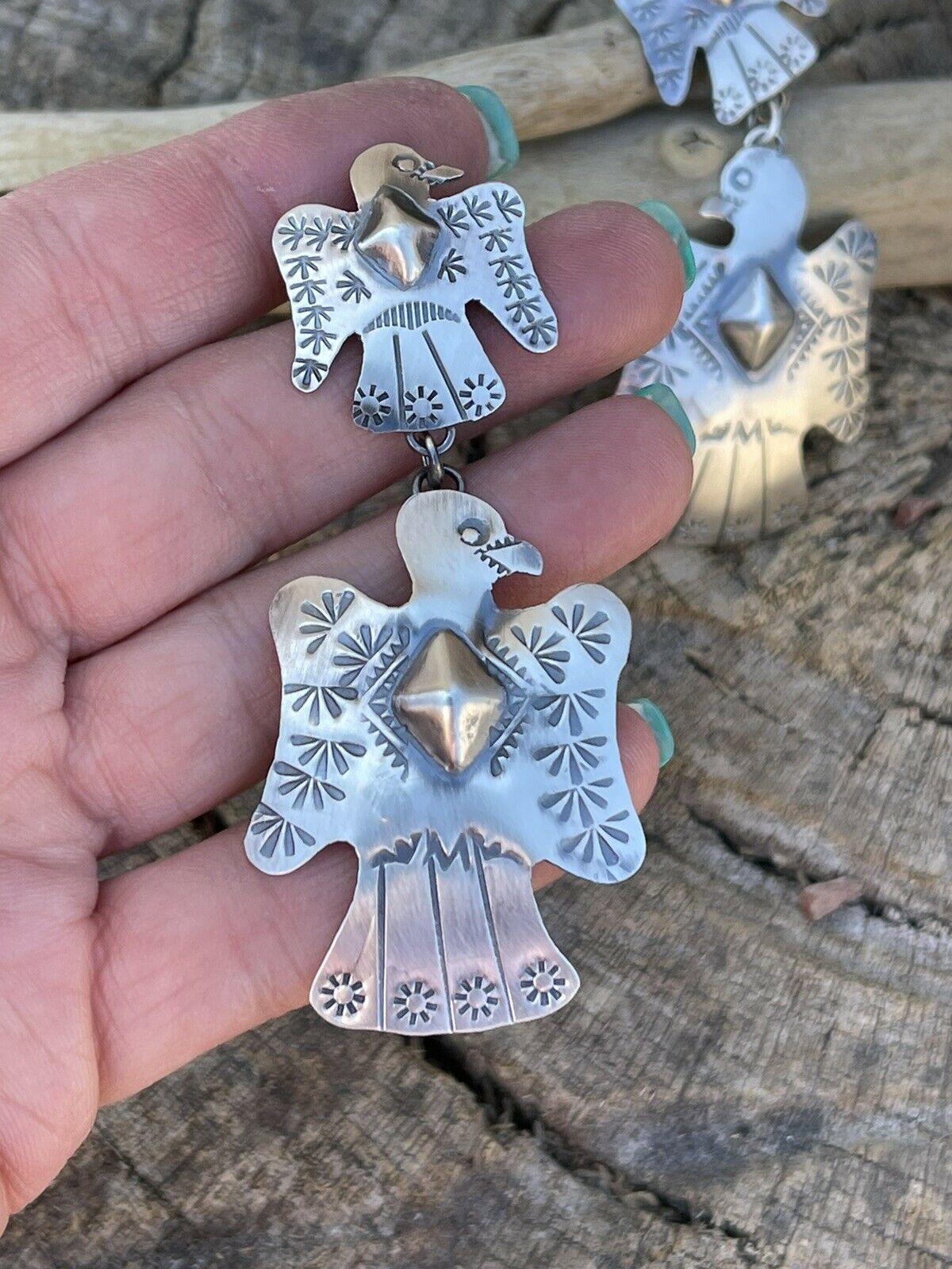 Handcrafted Sterling Silver Thunderbird Dangles by Tim Yazzie