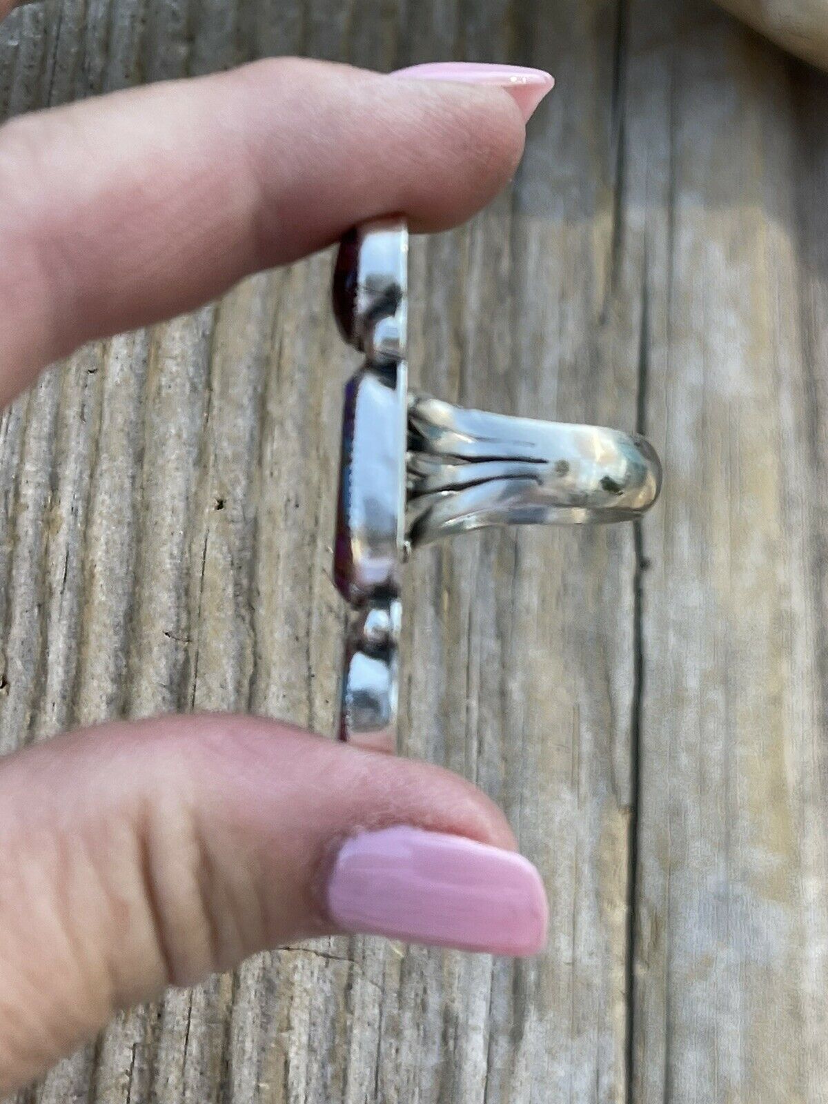 Handcrafted 4 stone Pink Dream Mohave & Sterling Silver Ring Size 6