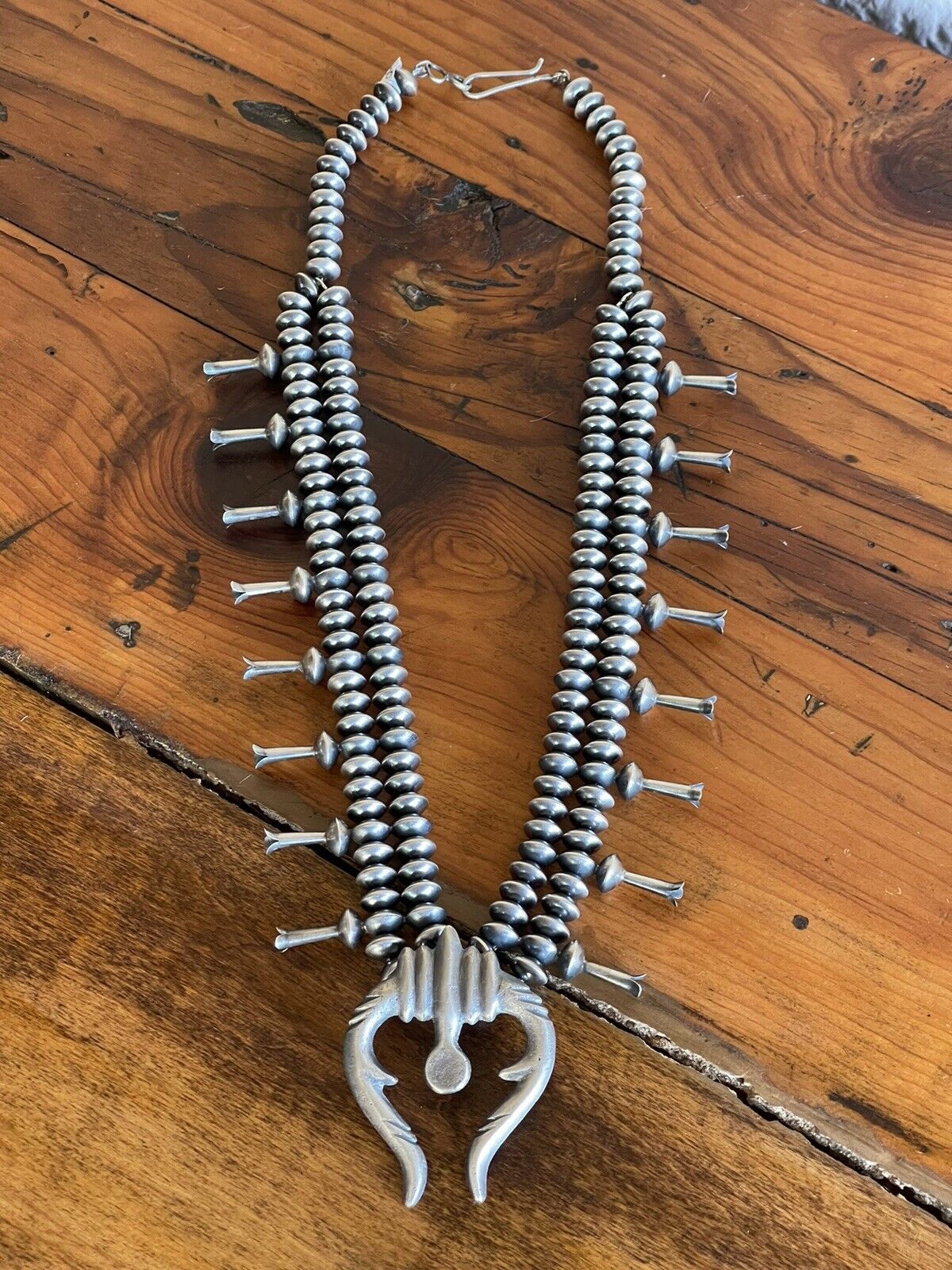 Handcrafted Sterling Silver Squash Naja Blossom Necklace Ruby Haley