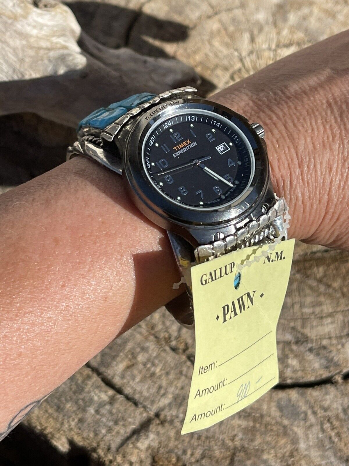 Vintage Navajo Sterling Silver & Kingman Turquoise Non Working Watch Bracelet