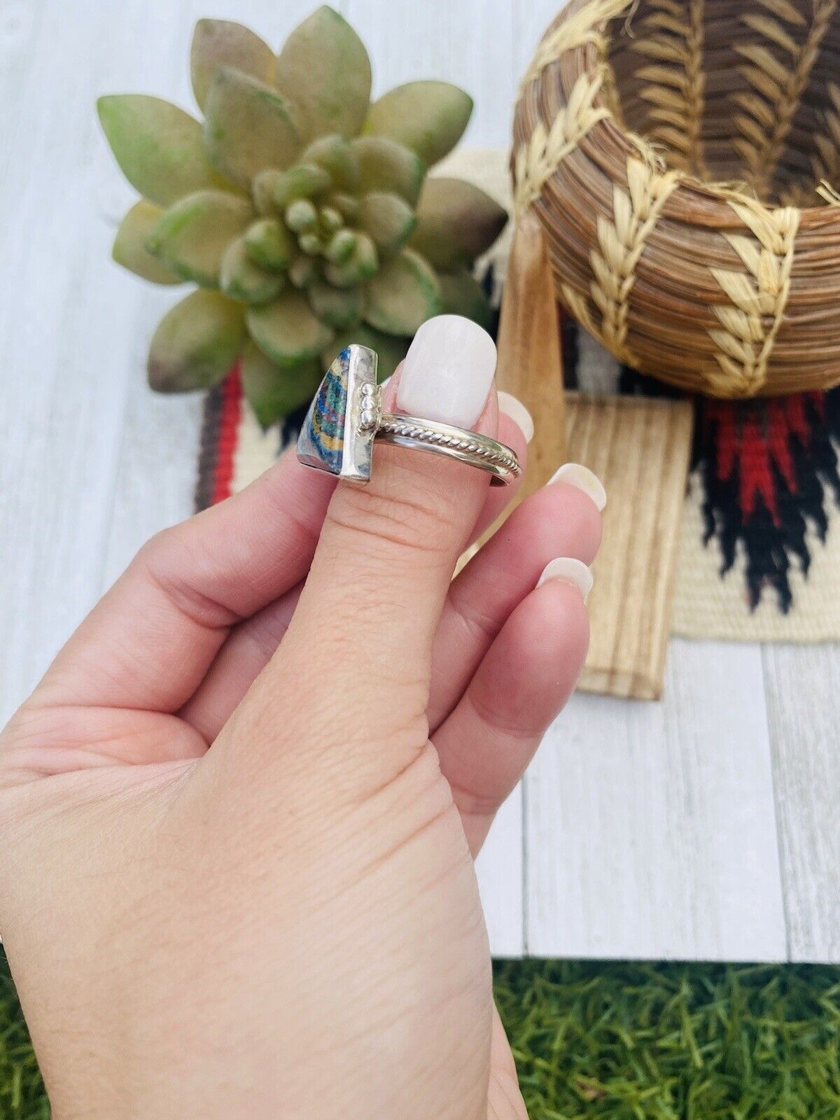 Handcrafted Sterling Silver & Rainbow Triangle Ring