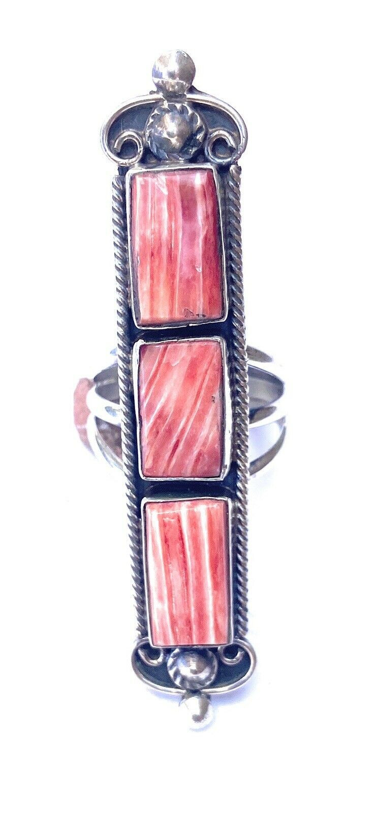 Handcrafted Spiny Oyster & Sterling Silver Ring Size 8.5 Signed