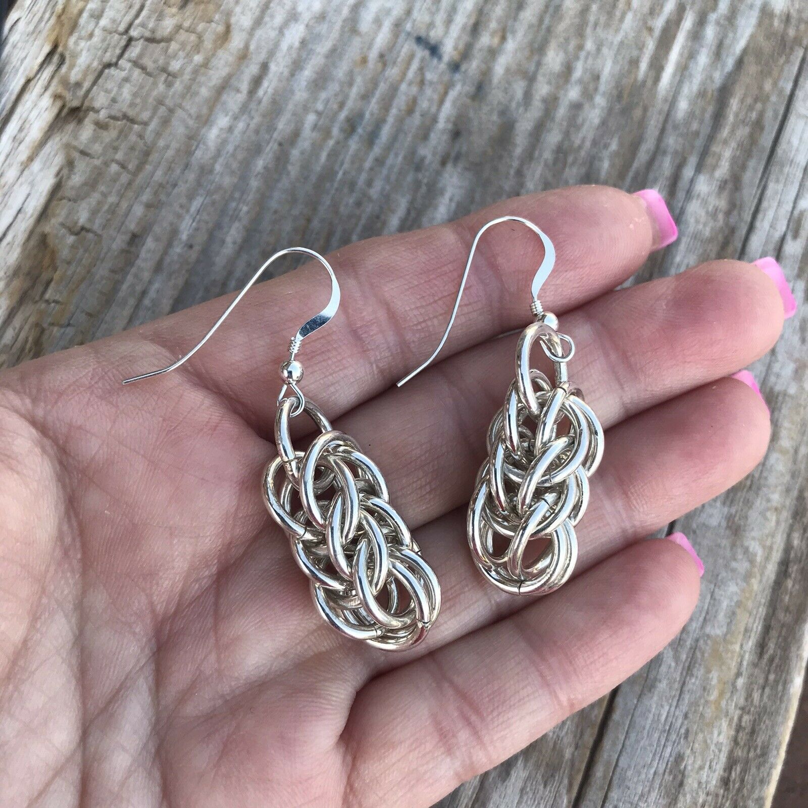 Handcrafted Sterling Silver Chain Link Dangle Earrings