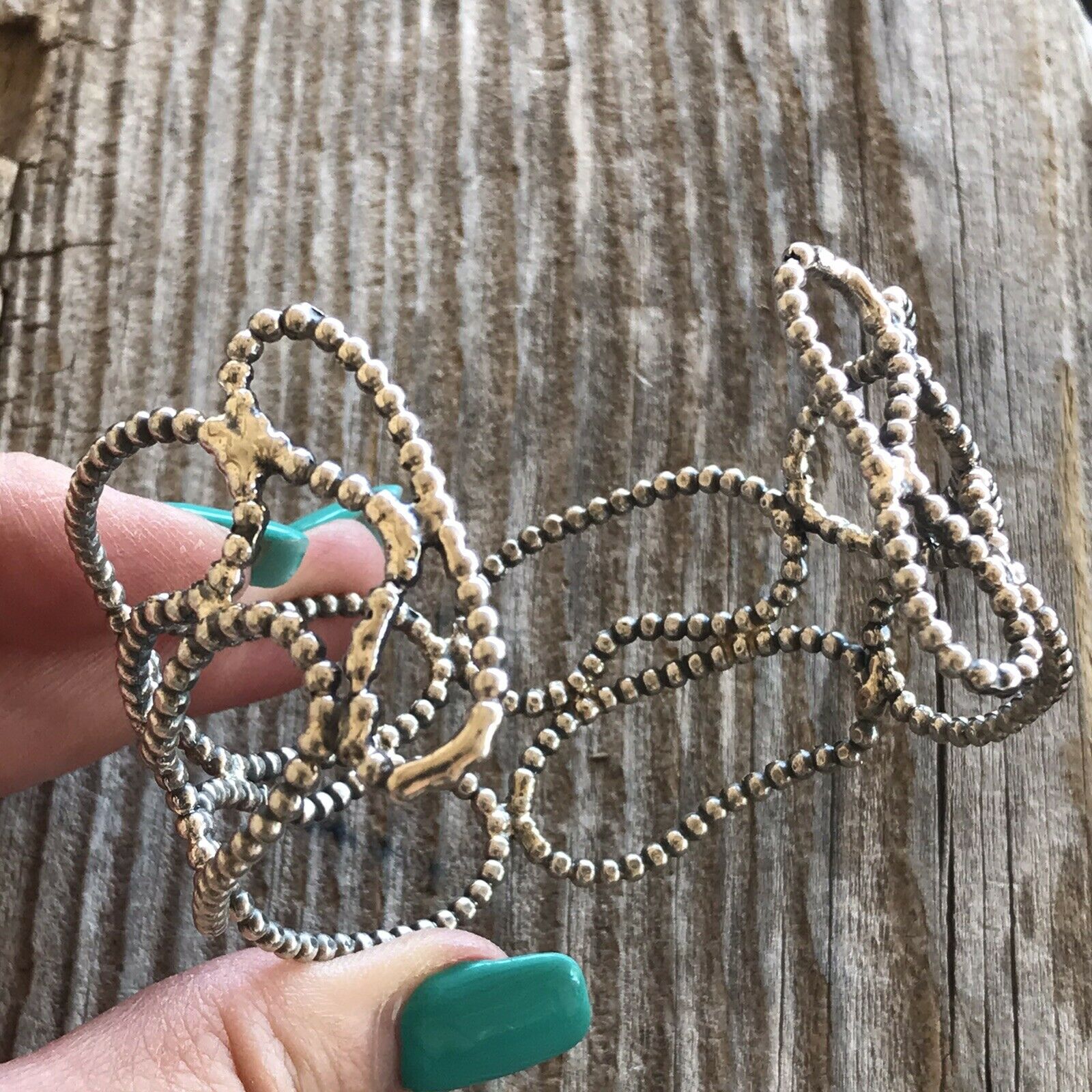 Handcrafted Bead Sterling Silver Bracelet Cuff