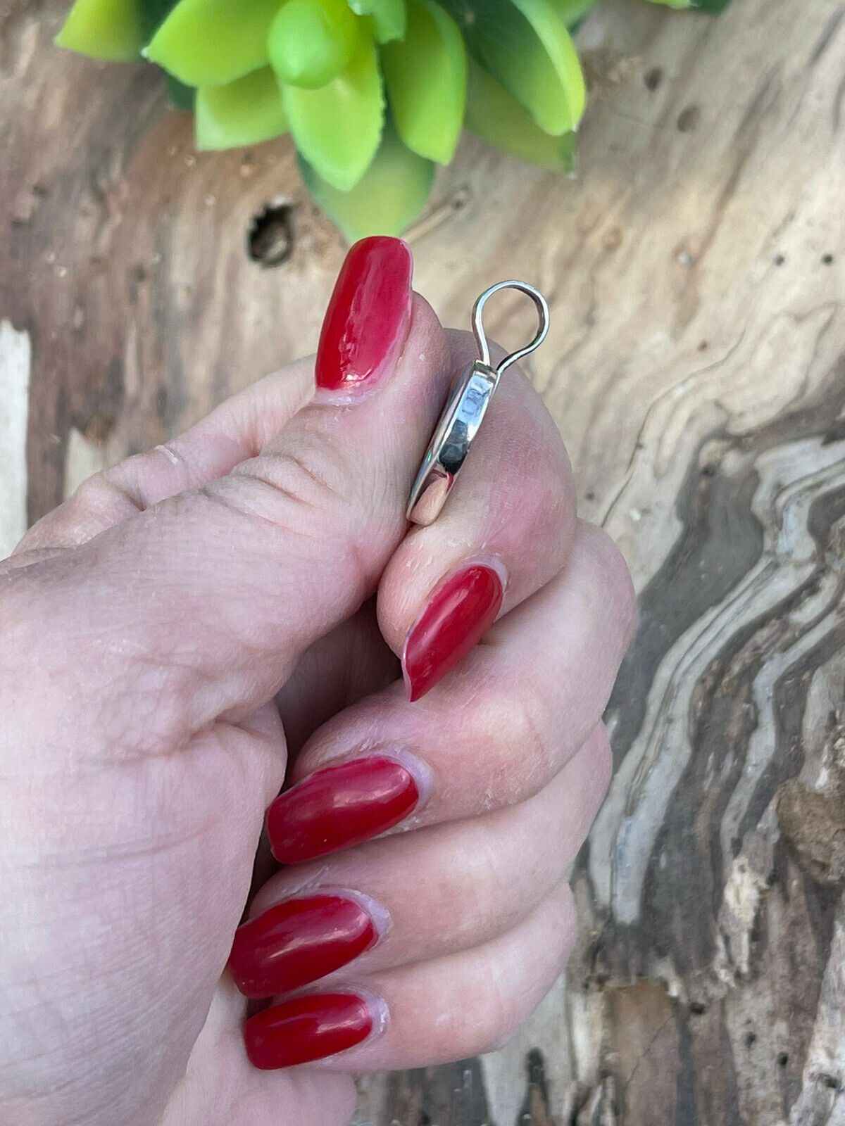 Zuni Iridescent Blue & White Opal & Sterling Silver Heart Pendant