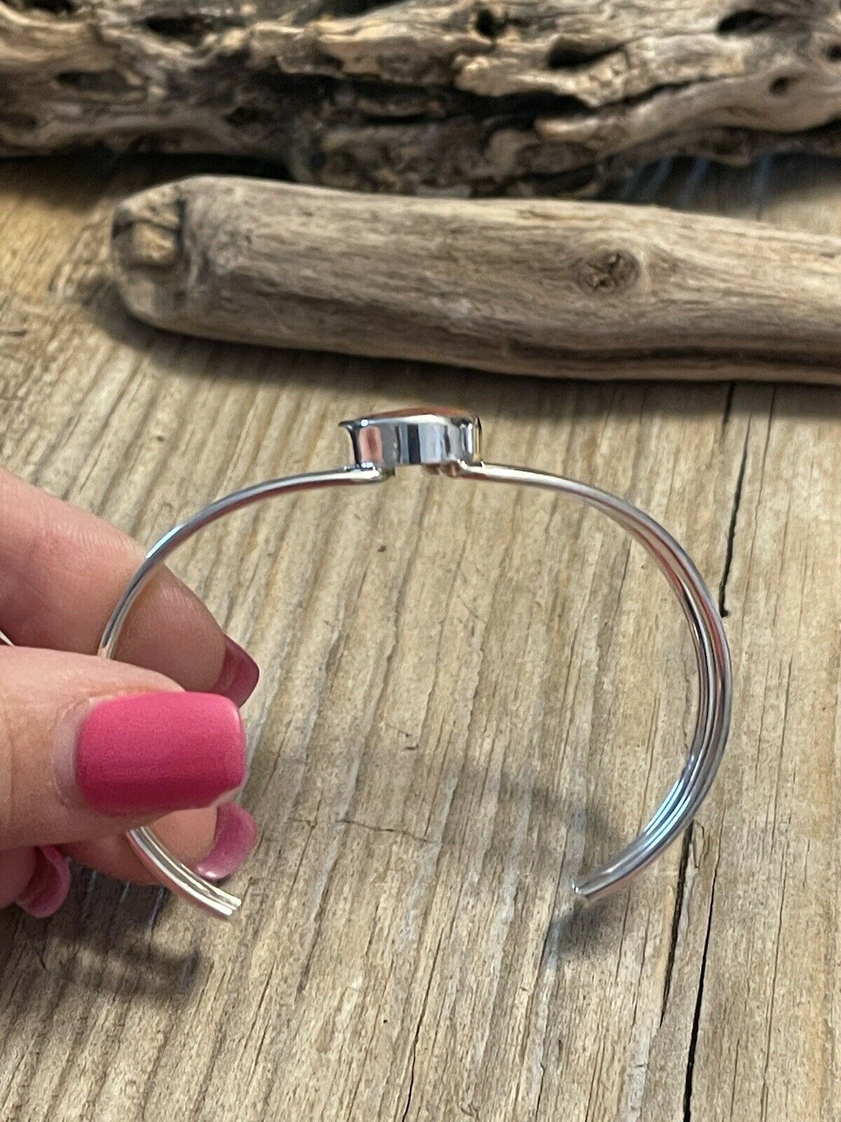 Handcrafted Orange Spiny Sterling Silver Bracelet Loop Cuff Stamped Begay