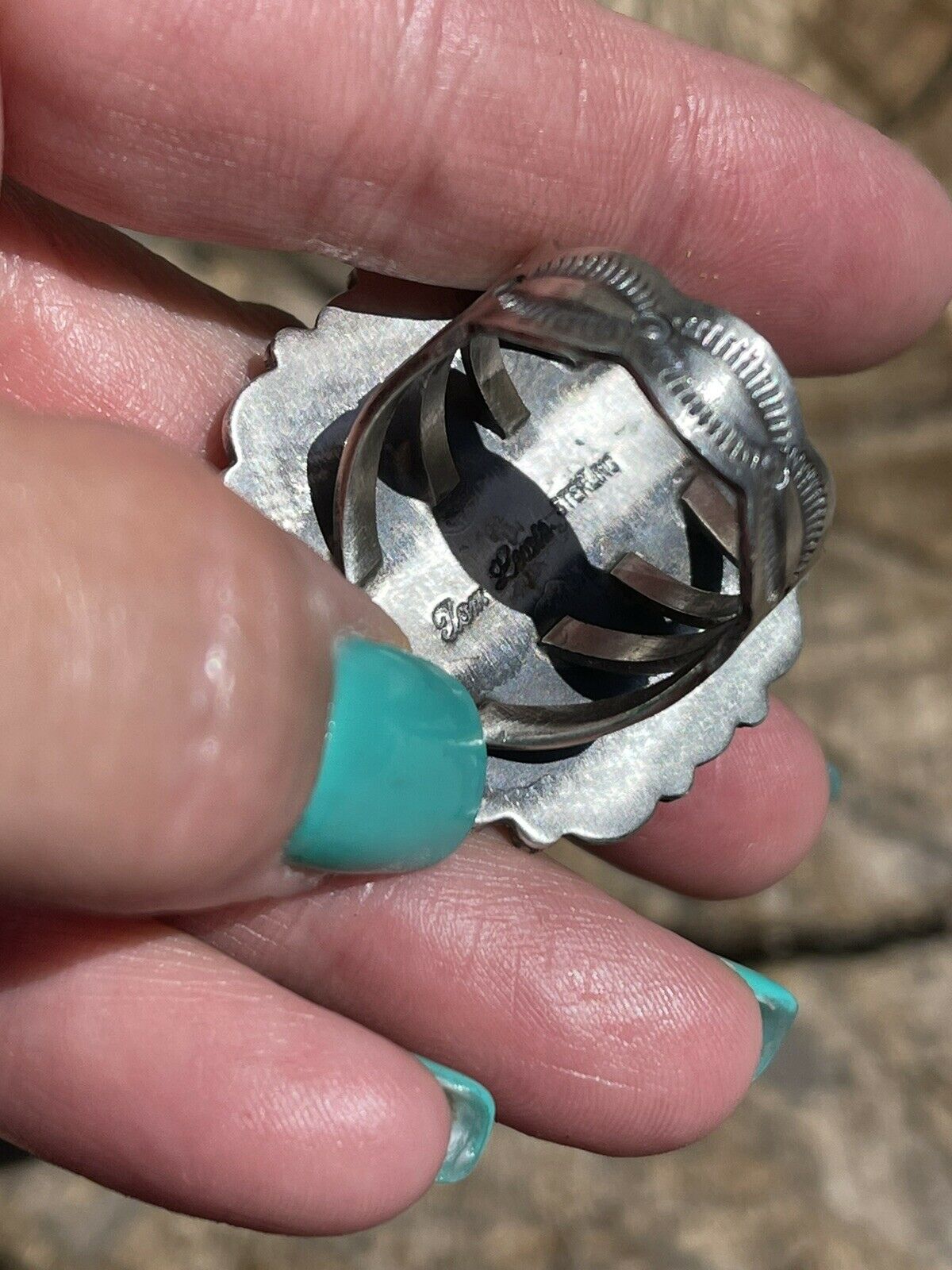 Handcrafted Sonoran Mountain Turquoise & Sterling Silver Statement Ring Size 9.5