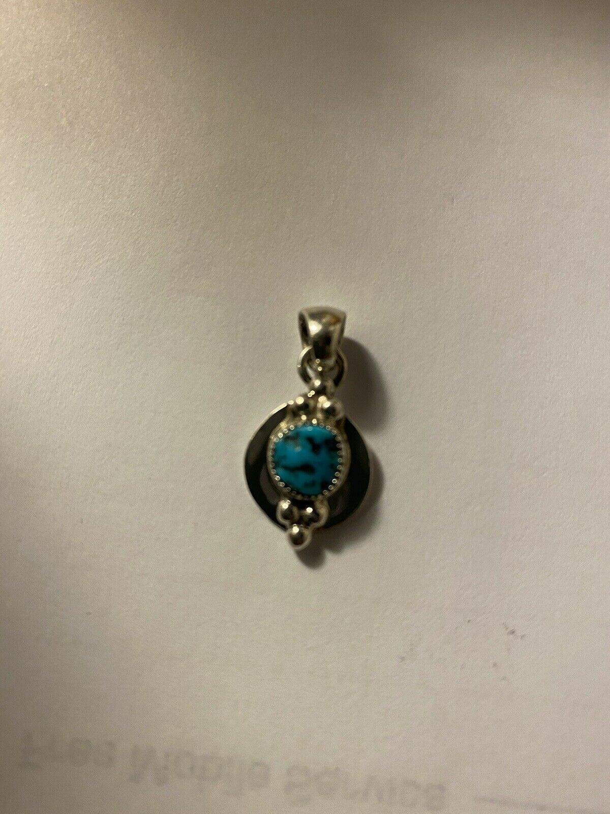 Handcrafted Handmade Sterling Silver & Kingman Turquoise Square Pendant Signed