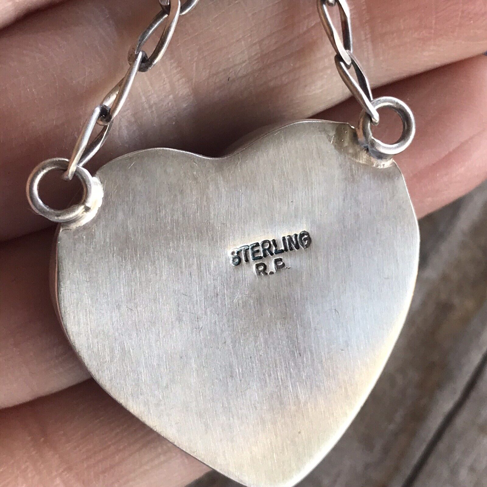 Handcrafted Purple Spiny And Sterling Silver Heart Necklace Signed