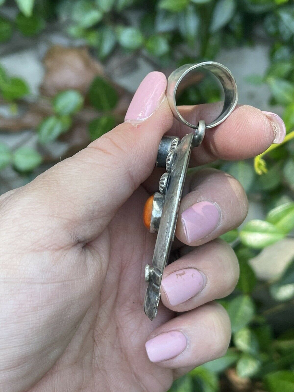 Handcrafted Sterling Silver Rose Spiny Naja Pendant Signed By Chimney Butte