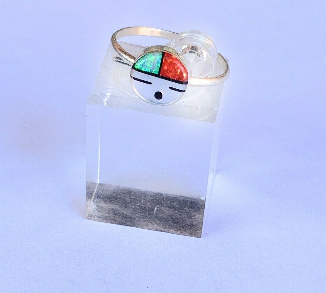 Handcrafted Sun face Multi Stone Inlay Opal Ring