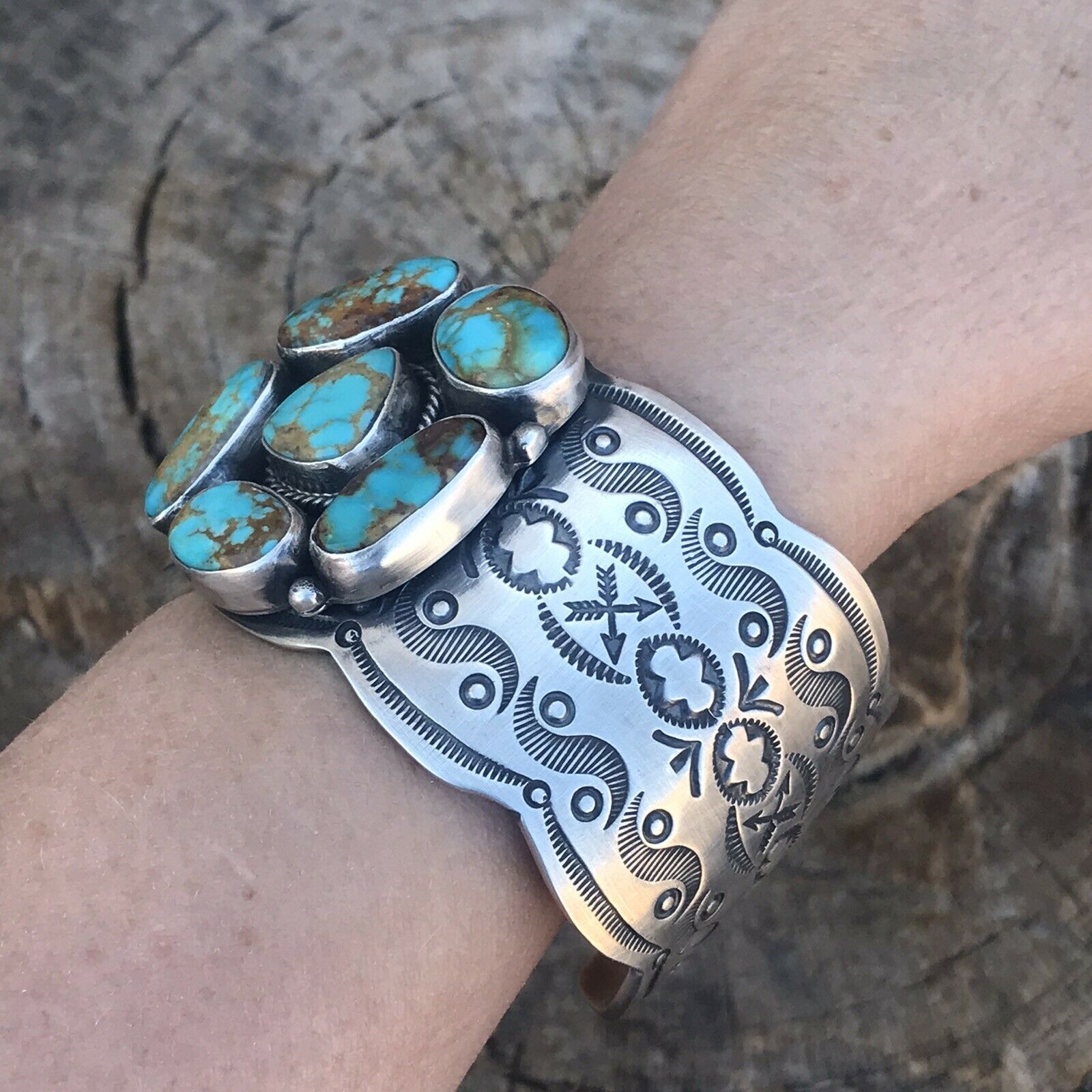Handcrafted Sterling Silver Royston Turquoise Cuff Bracelet By Benson Shorty /