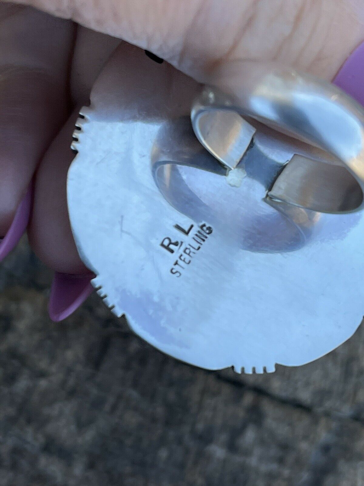 Handcrafted Sterling Silver Turquoise Shadow Box Ring Sz 8.5