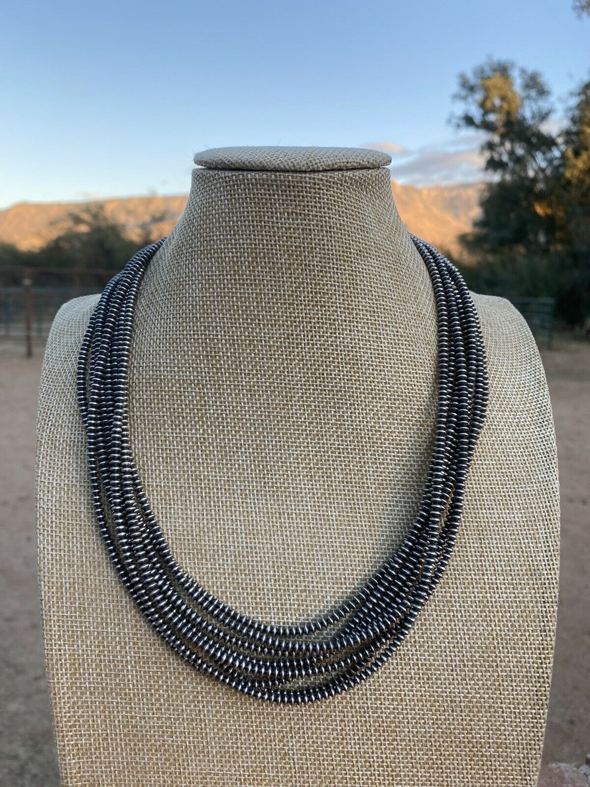 Handcrafted Sterling Silver Saucer Pearls 3mm Beaded Necklace 20 Inch