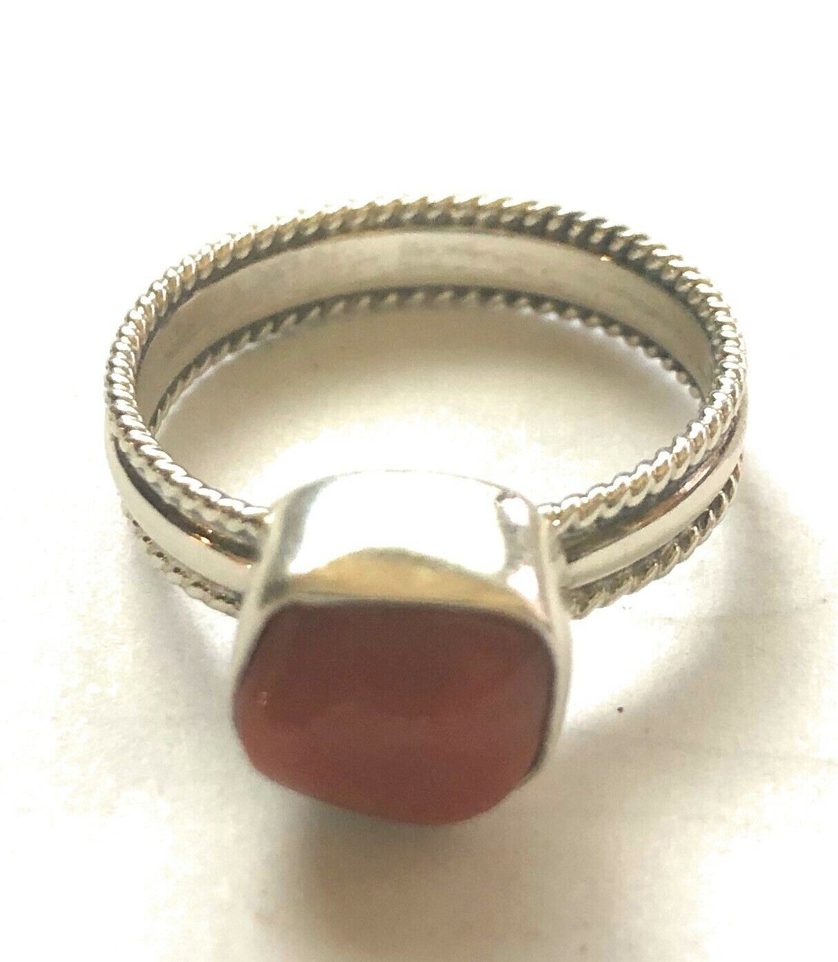 Handcrafted Natural Coral & Sterling Silver ring