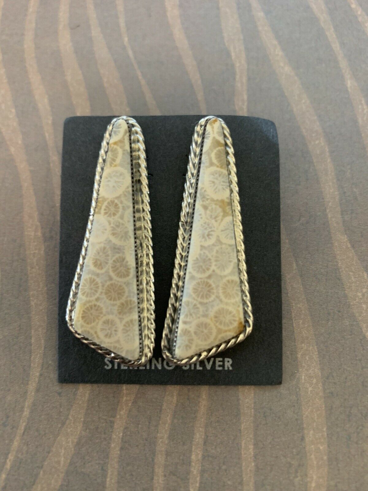 Handcrafted Fossilized Coral & Sterling Silver Studs