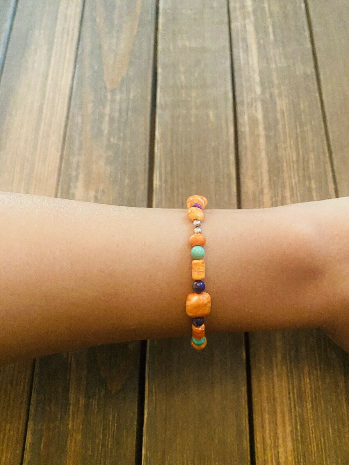 Handcrafted Spiny & Multi Stone Sterling Silver Beaded Bracelet