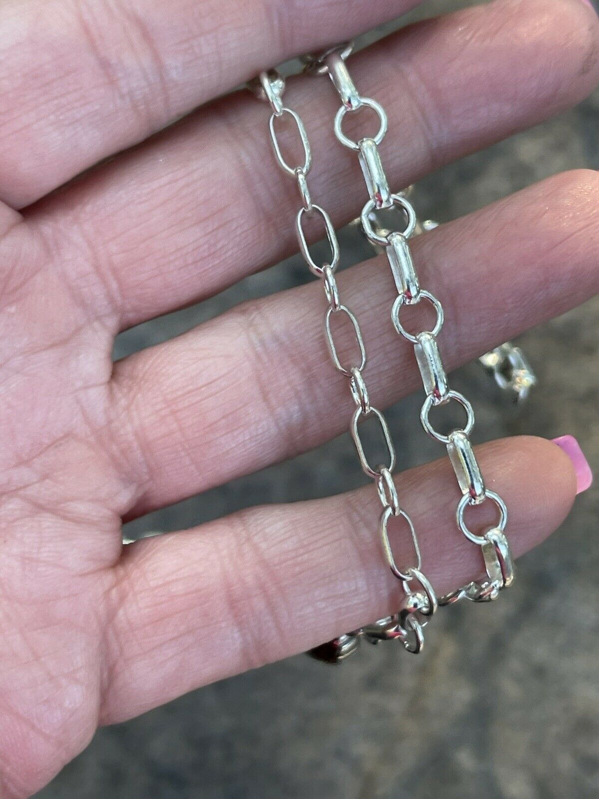 Handcrafted 7 Stone Topaz & Sterling Silver Necklace Signed AJ